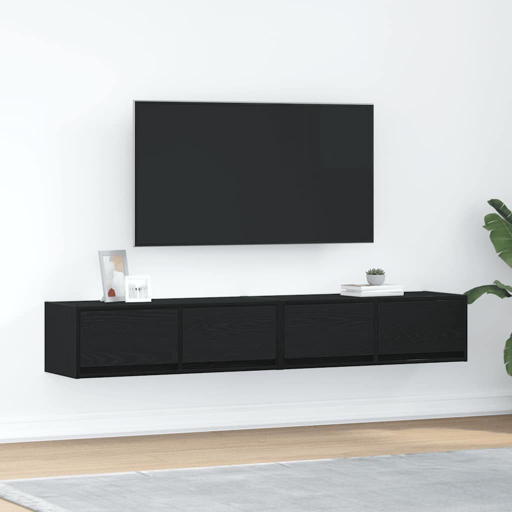 vidaXL TV-Schrank TV-Schränke 2 Stk. Schwarz Eichen-Optik 80x31x25,5 cm (2-St)