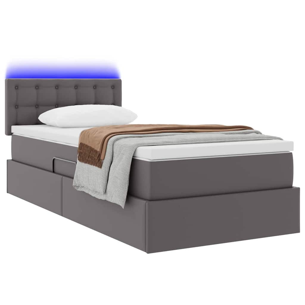 vidaXL Bett Bett mit Stauraum und LED mit LED Grau 90 x 190 cm Kunstleder ( günstig online kaufen