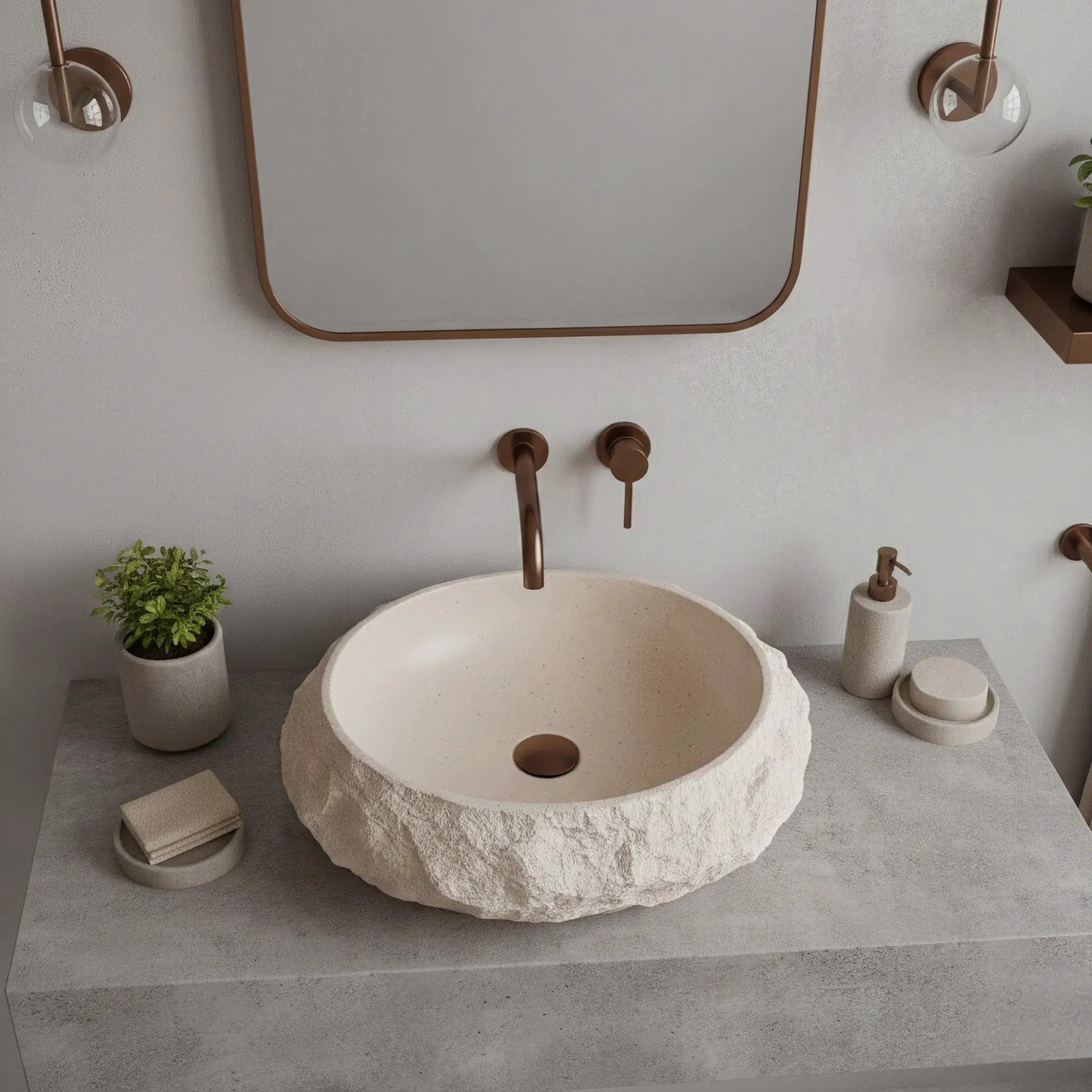 wohnwerk.idee Aufsatzwaschbecken aus Kompositstein, Designer Badwaschbecken 8 Farben – Bild 5 von 5