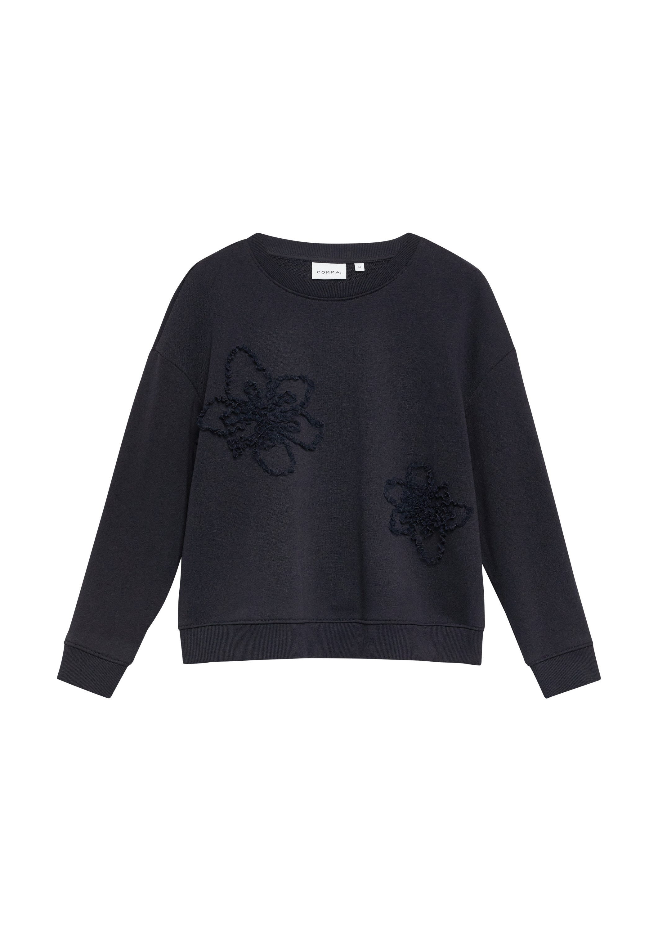 comma Sweatshirt Sweatshirt Sweatshirt mit Blumenapplikation