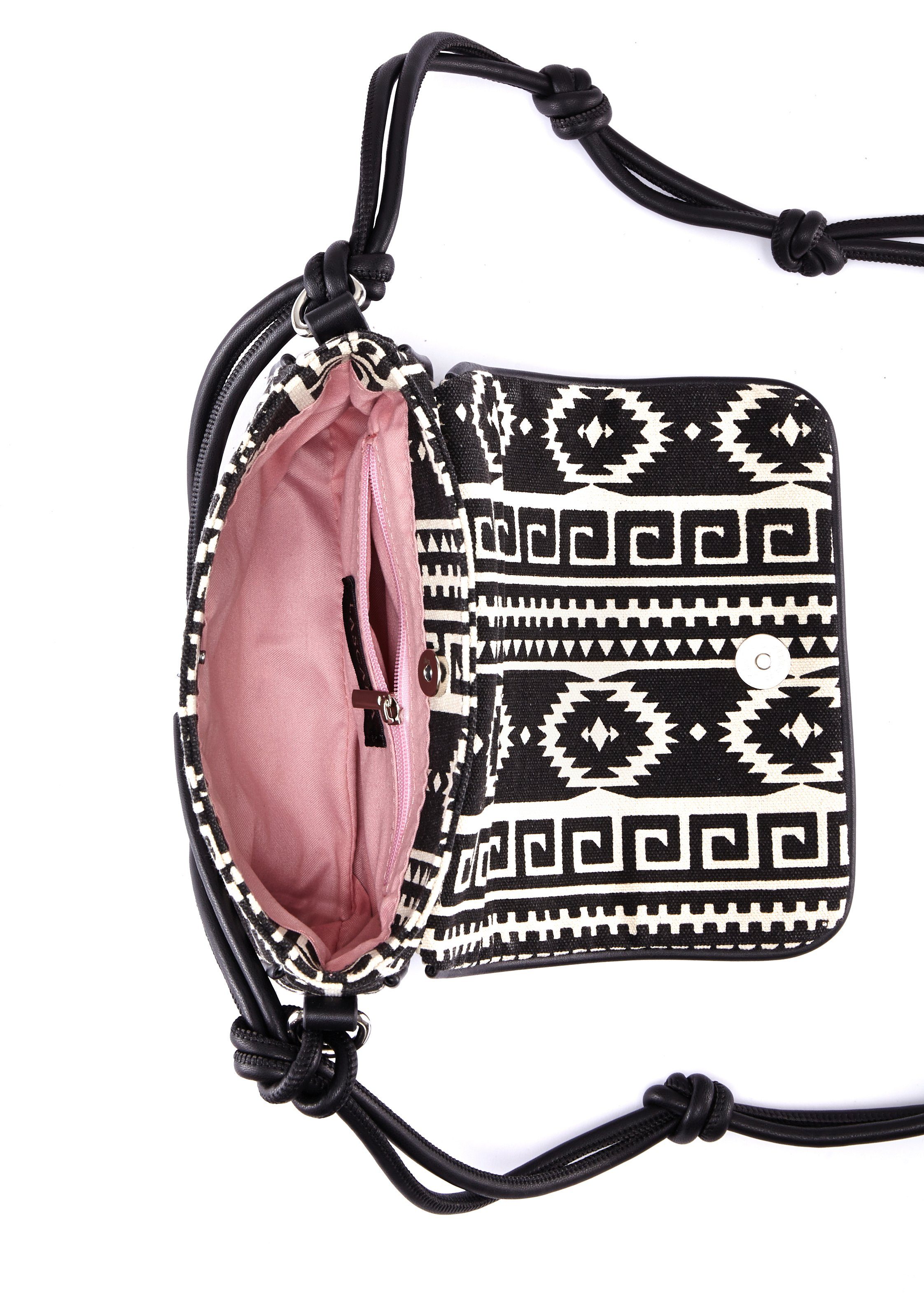 LASCANA Umhängetasche Crossbody Bag, im Ethno Look, Minibag, Handtasche, Schultertasche, Tragetasche VEGAN