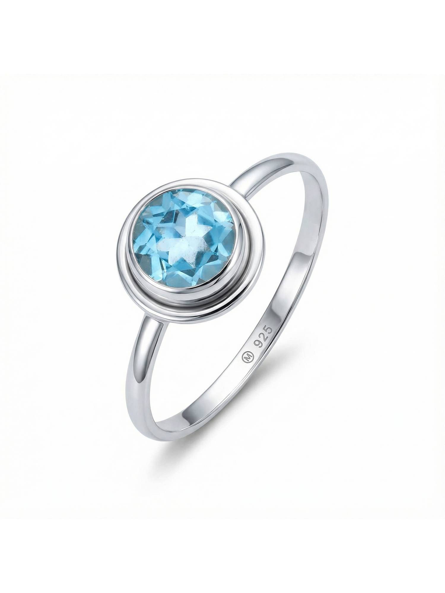 Silberring HULETTI aus 925 Silber mit blau Topas