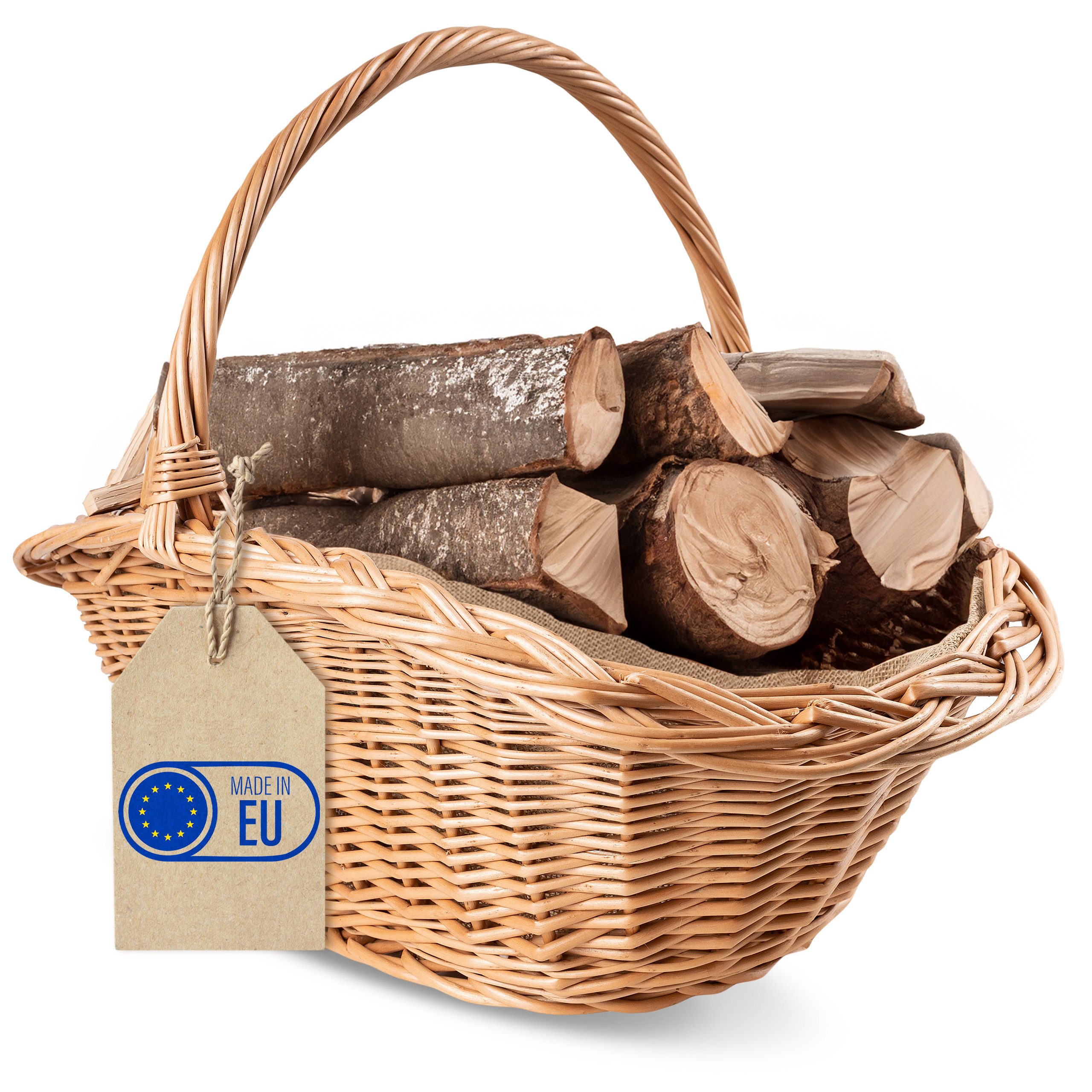 Creative Home Weidenkorb Holztrage Rattan Kaminholzkorb Kaminkorb Tragekorb