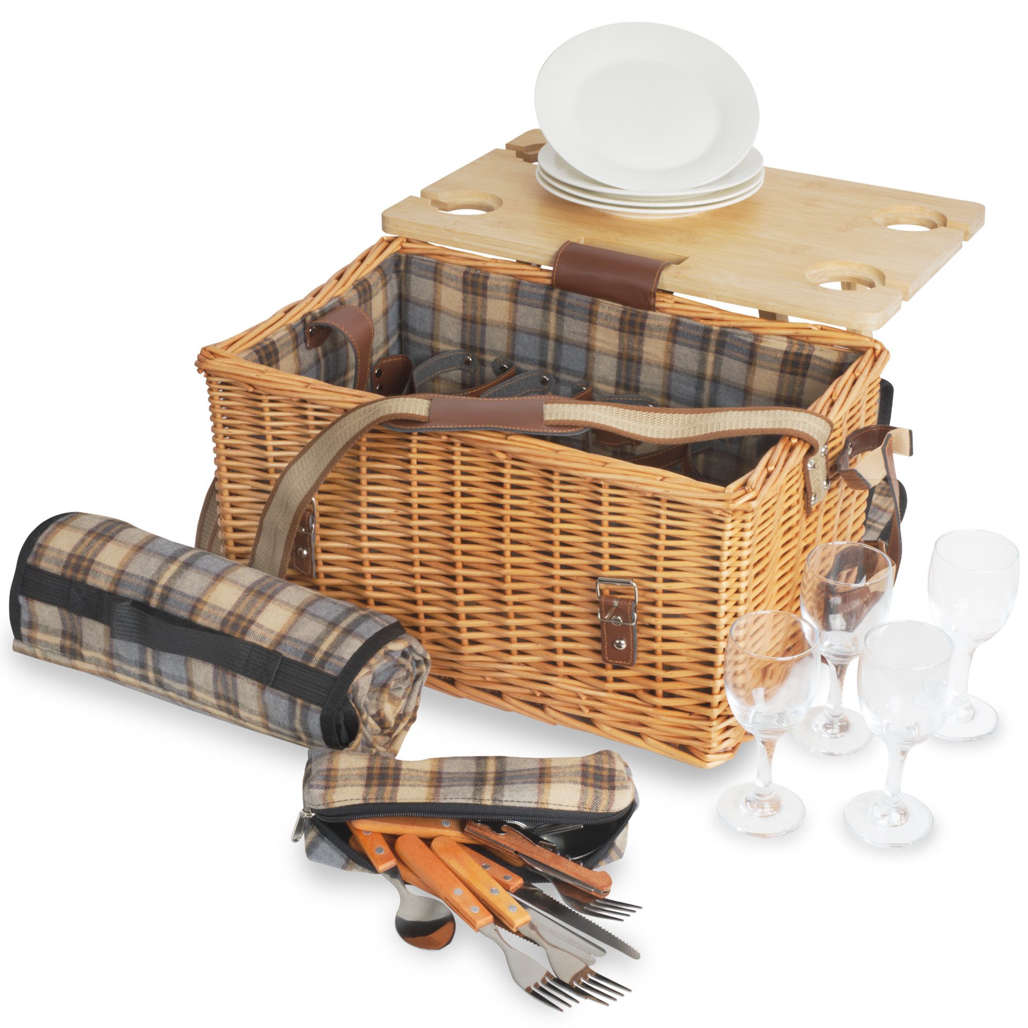 CampFeuer Picknickkorb 4 Personen mit Geschirr-Set günstig online kaufen