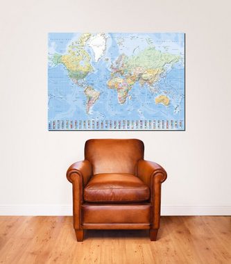 empireposter Poster Weltkarte 1:30 Mio. deutsche Version, Landkarten Giant XXL Poster mit Flaggen. Grösse 140x100 cm - World Map with Flags, German Version