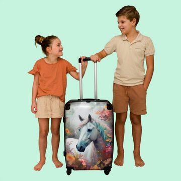 NoBoringSuitcases.com© Koffer Pferd - Natur - Blumen - Tiere - Wald 67x43x25cm, 4 Rollen, Mittelgroßer Koffer für Mädchen, Kinder Trolley