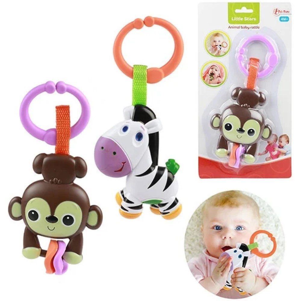 Toi-Toys Rasselball Babyrassel Tiere Zebra oder Affe