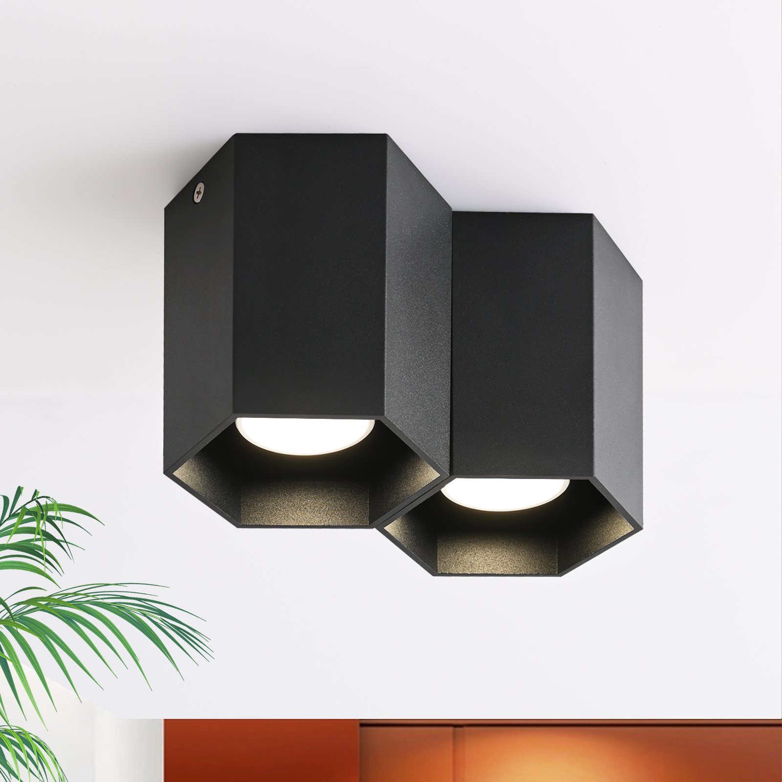 ZMH LED Deckenstrahler LED Flammig, Deckenspots Aufbaustrahler Deckenleuchte Leuchtmittel, 2 Wohnzimmer, Aufbauspot Spotleuchte Modern - Schwarz Design Küche ohne GU10 für