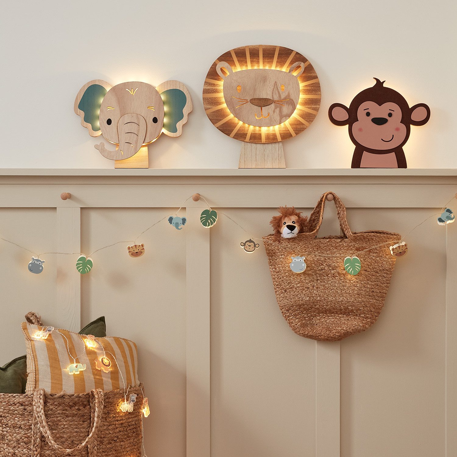 Lights4fun LED Wandleuchte Löwen Wandlampe Kinderzimmer, LED fest integriert