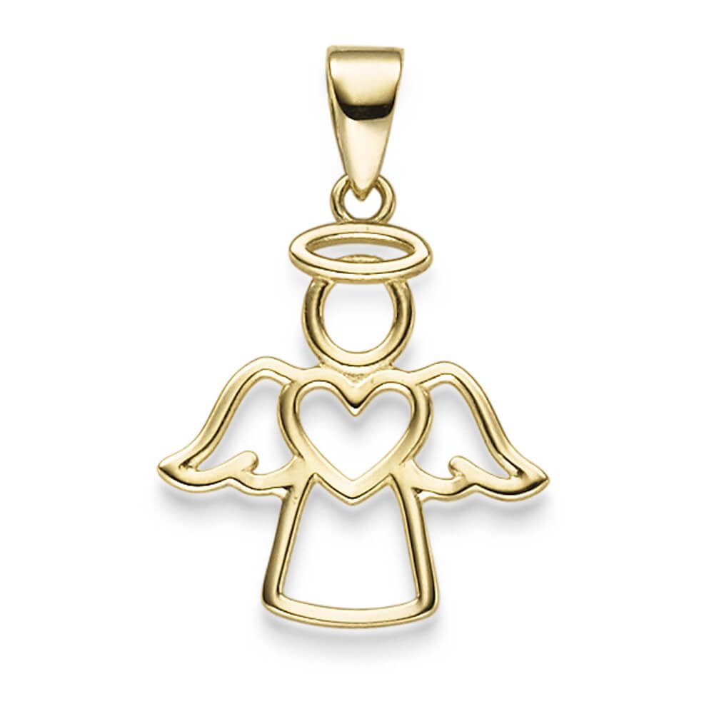 Kettenanhänger Anhänger Engel mit Herz 21x14.2mm aus 585 Gelbgold