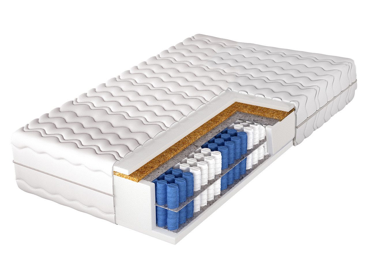 Taschenfederkernmatratze Koko Superking, MIRJAN24, 32 cm hoch, (Taschenfederkern, Polyurethanschaumstoff, Kokosmatte), Beidseitig verwendbar, 7-Zonen, Antiallergische