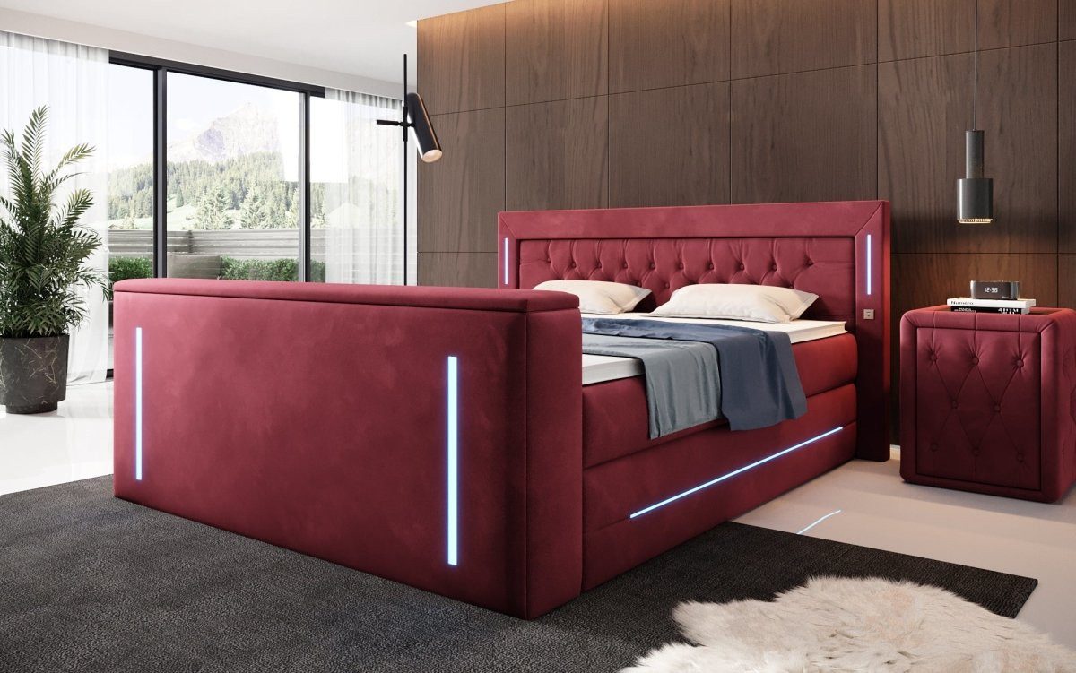 Luxusbetten24 Boxspringbett Divalo, mit TV Lift und Stauraum
