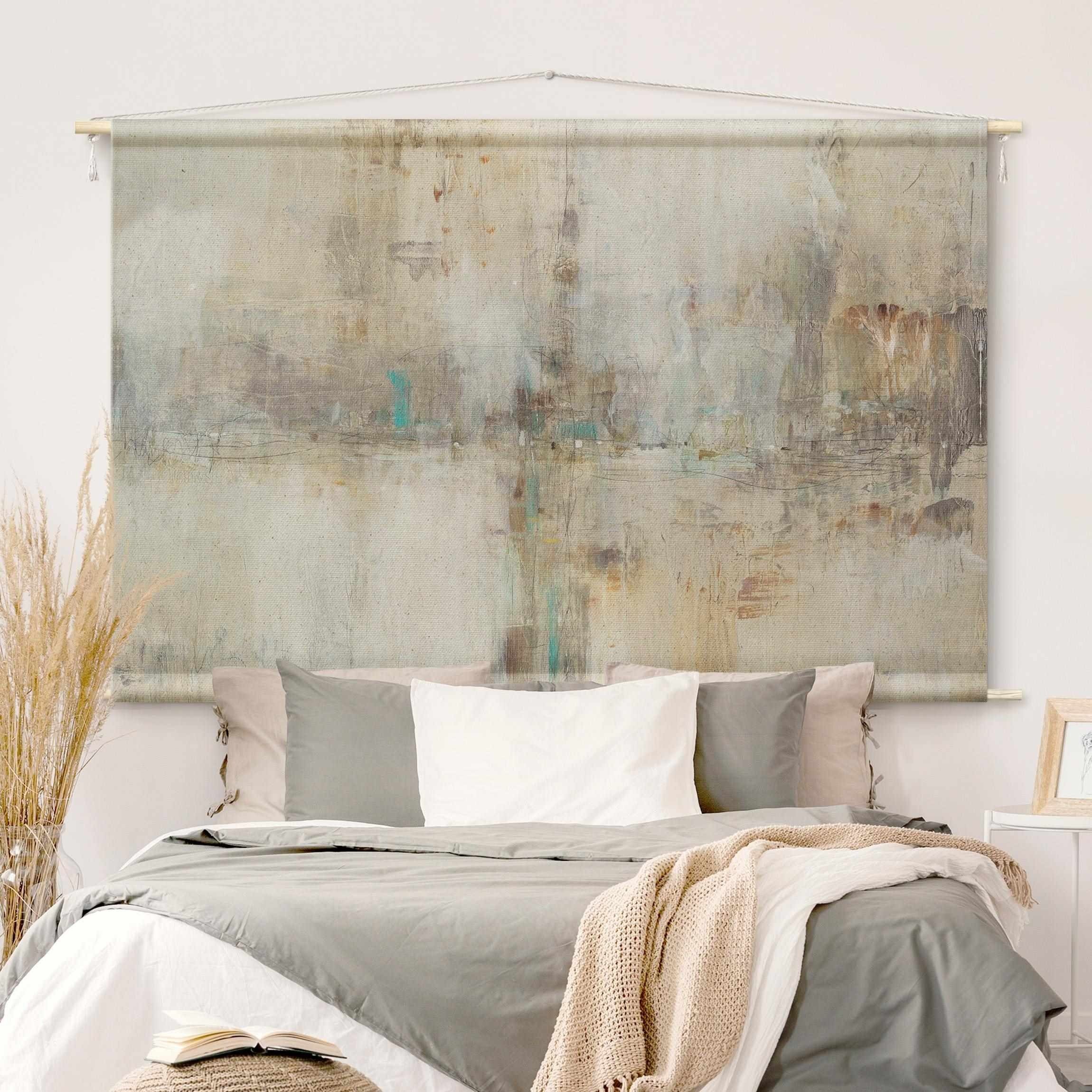 Bilderdepot24 Wandteppich modern Abstrakt Shabby grau, rechteckig, Höhe: 2.6 mm, großes Wandbild aus Natur-Baumwolle Wandbehang Stoffbild Tuch Wollseil
