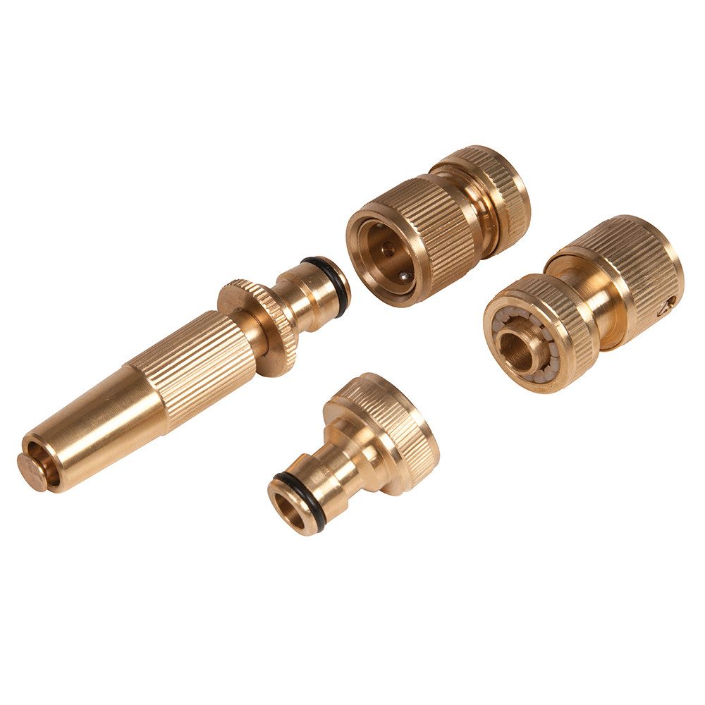 Silverline Bewässerungssystem Messing-Gartenschlauchzubehör, 4-tlg. Satz 4-tlg.