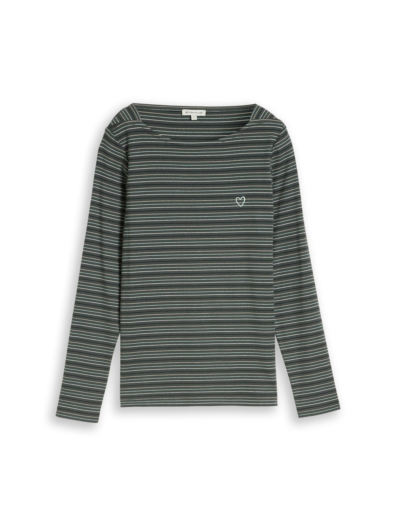 TOM TAILOR Langarmshirt T-Shirt (im Einserpack) Langarmshirt mit Herz-Stickerei