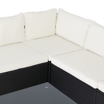 Casaria Loungeset, XL mit Auflagen Kissen Tisch Glasplatte Kombinierbar Gartenmöbel