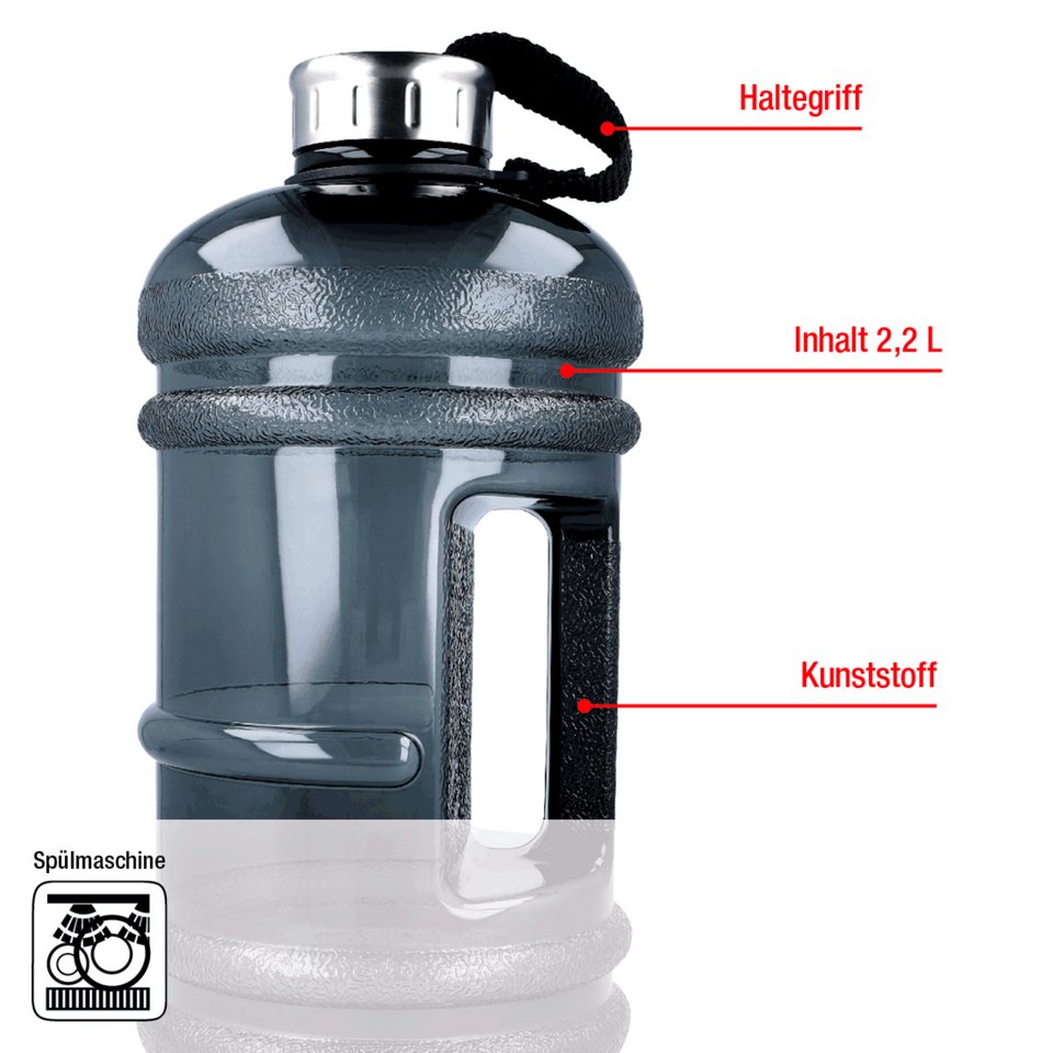 REFYLL Trinkflasche Trinkflasche Sport 2L Beast I Wasserflasche 100%  auslaufsicher, Leichte Wasserflasche 2 Liter für Gym I Water Jug 2200ml