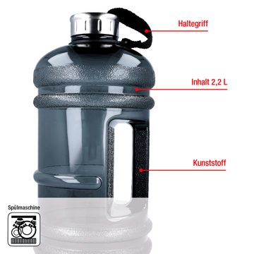 EUROHOME Trinkflasche Sport Trinkflasche 2,2 Liter Kunststoff mit Haltegriff, Wasserflasche Sport 2l - Wasserkanister Kunststoff