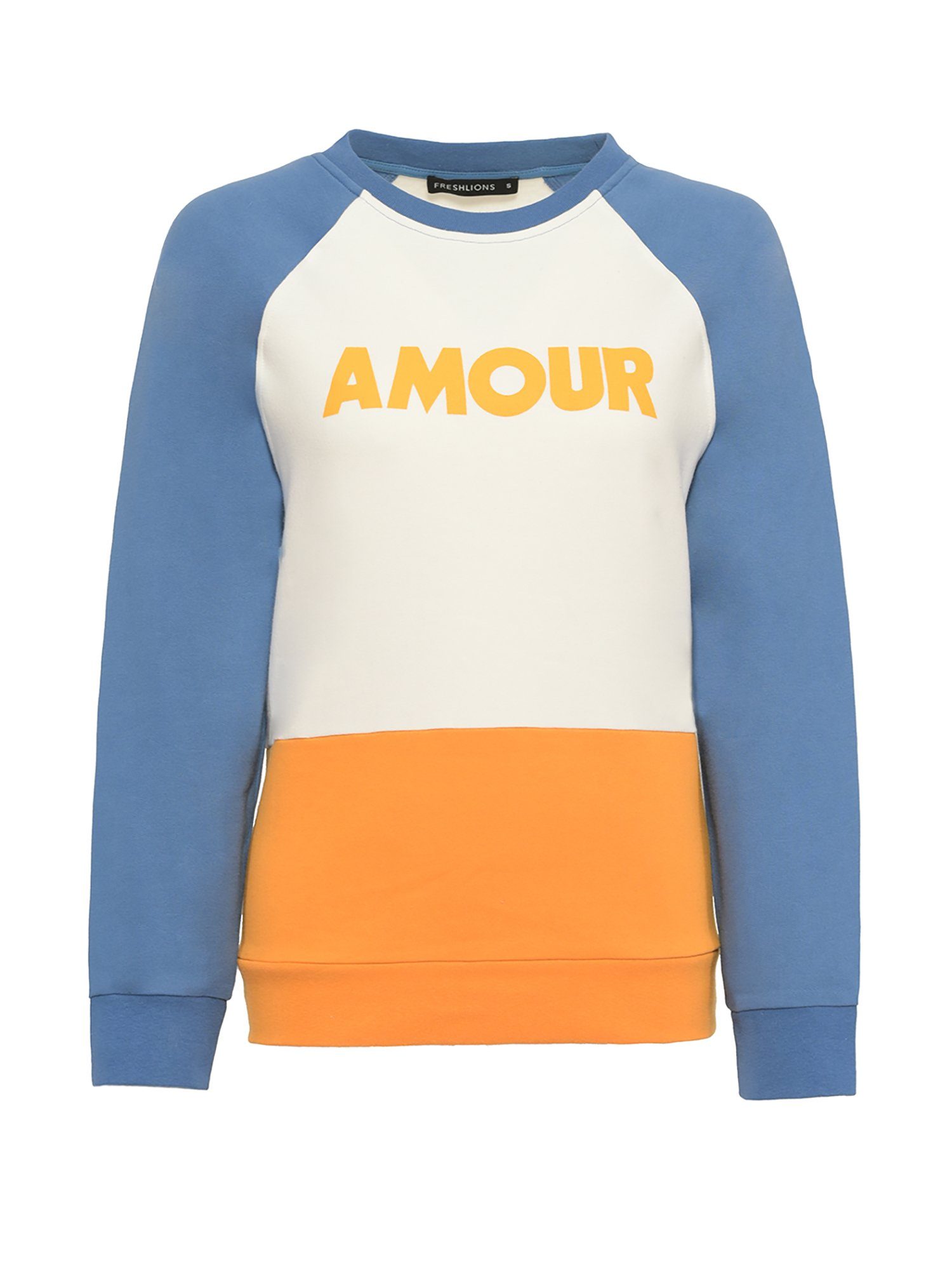 Freshlions Kurzweste Cotton senfgelb Freshlions Organic Print Amour Sweater