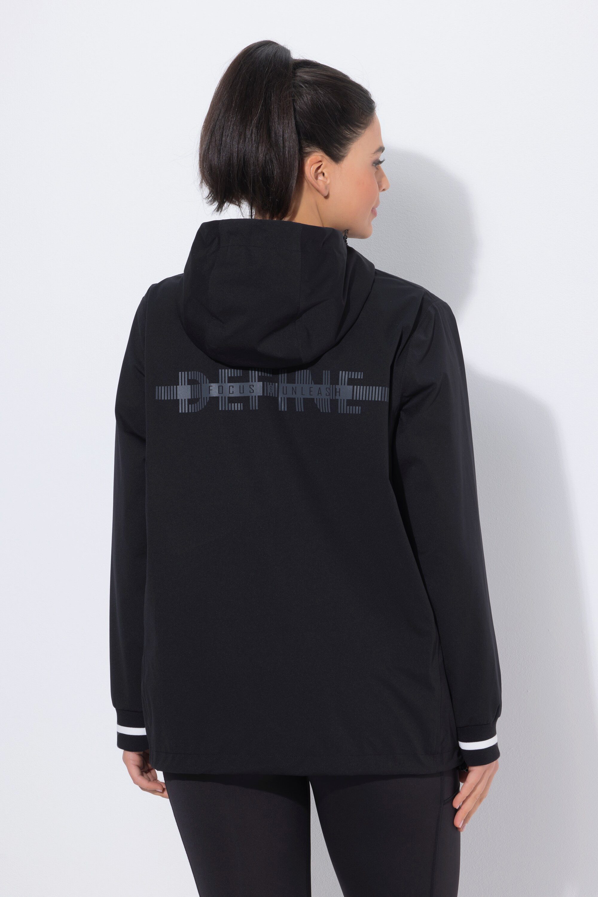Ulla Popken Funktionsjacke Funktionsjacke wasserdicht Reflektordruck Kapuze