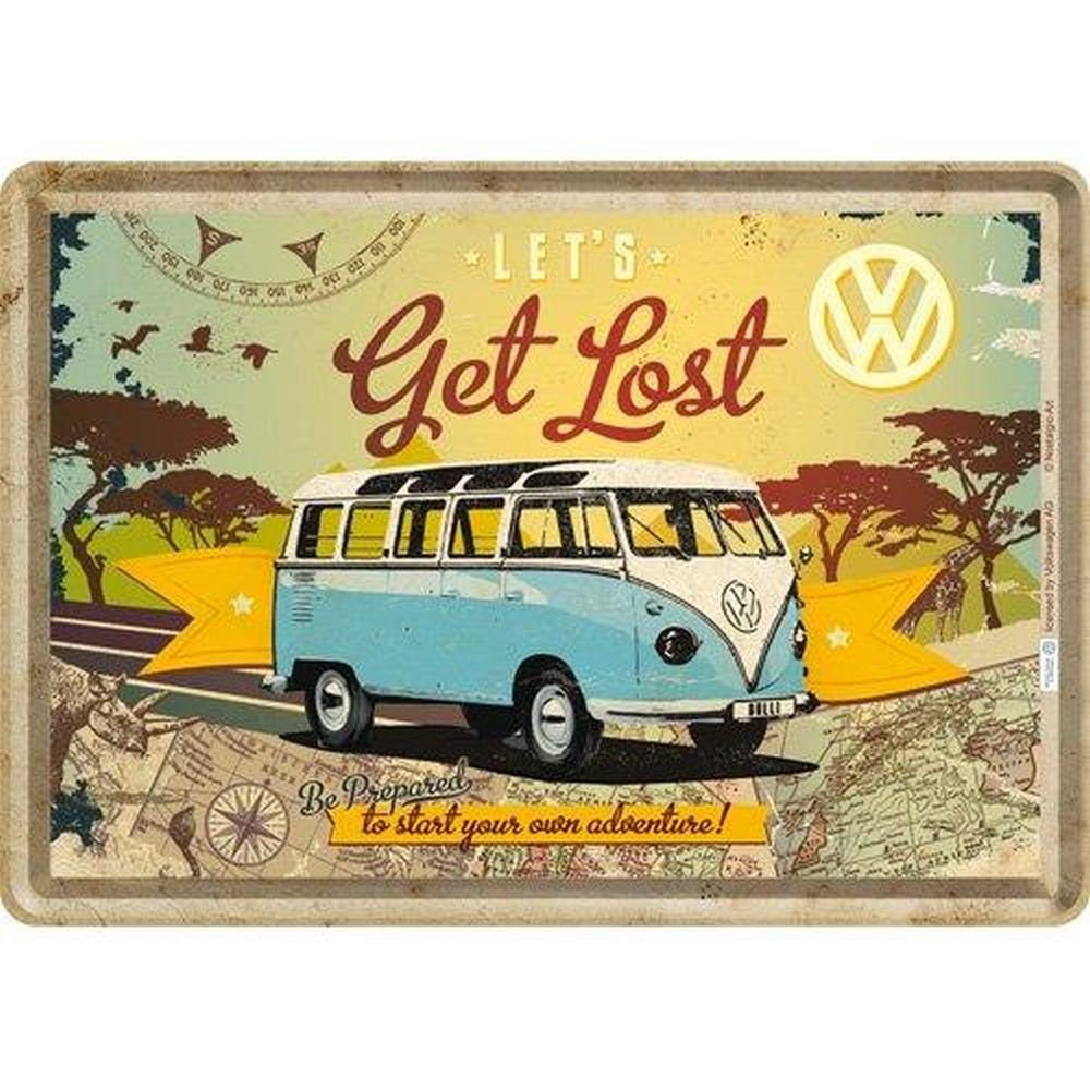 Nostalgic-Art Metallschild Blechpostkarte - Volkswagen - VW Bulli - Let's G günstig online kaufen