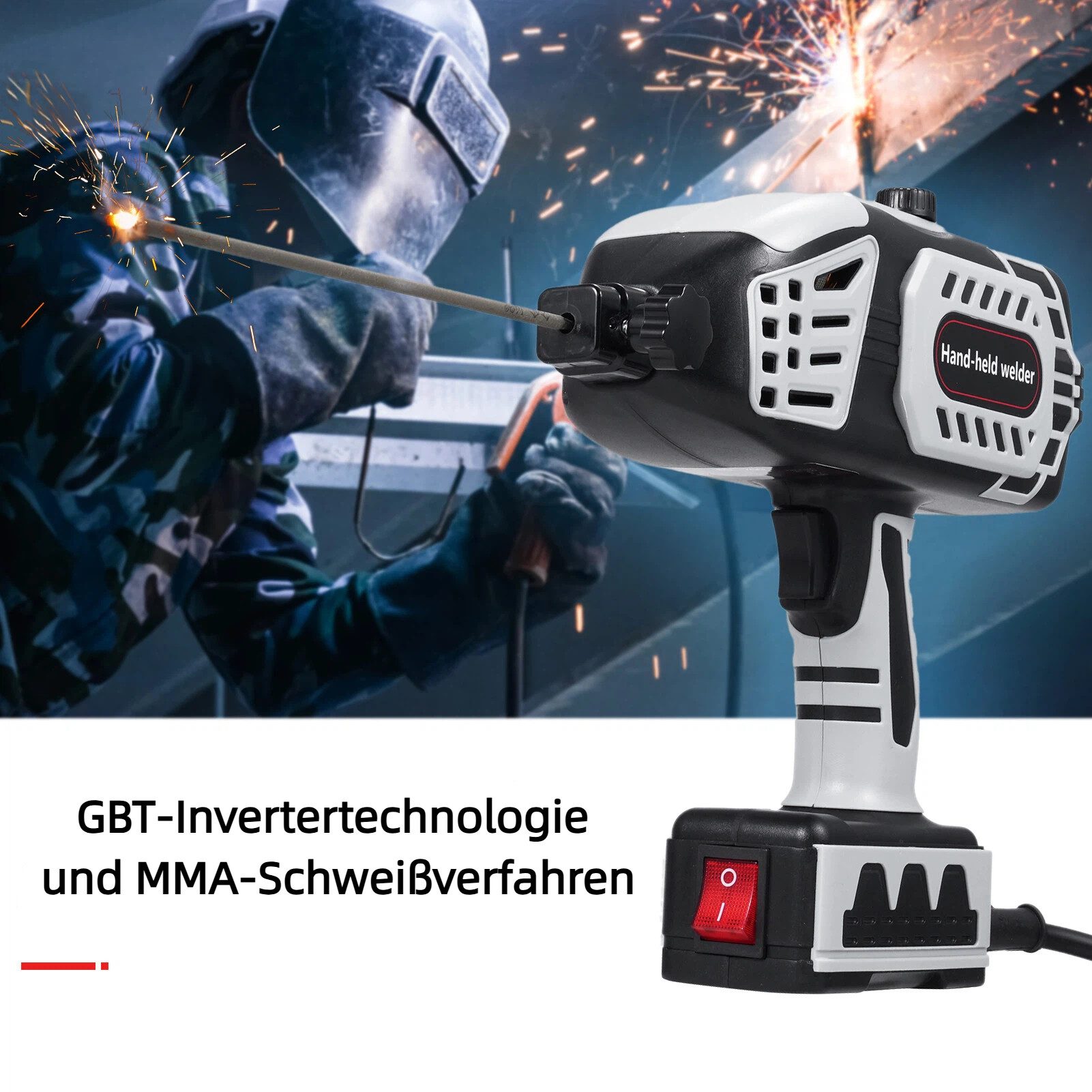GARRYFIZH Elektroschweißgerät Handheld E-Hand Schweißgerät 120A Set Inverter Koffer & Zubehör, Set, Ausgestattet mit IGBT-Wechselrichter mit stufenloser Stromregelung