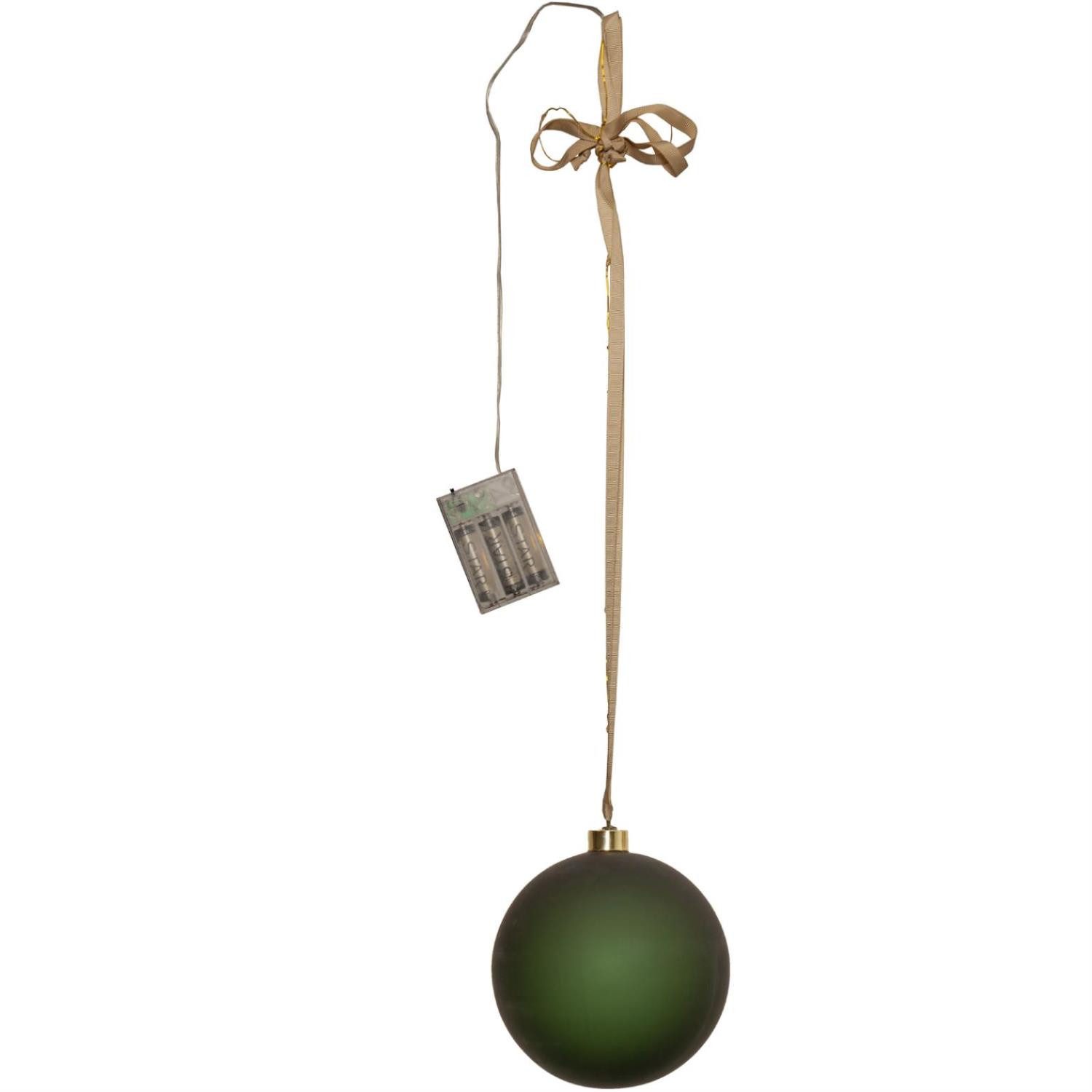 MARELIDA Weihnachtsbaumkugel LED Weihnachtskugel beleuchtete Christbaumkugel Glas Timer grün 15cm (1 St)