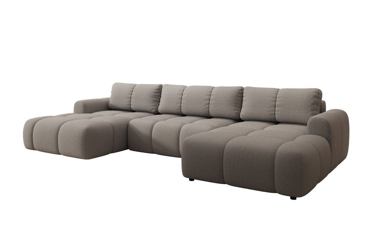 Luxusbetten24 Schlafsofa Designer Sofa Analfi U in Bouclé, mit Stauraum und Schlaffunktion