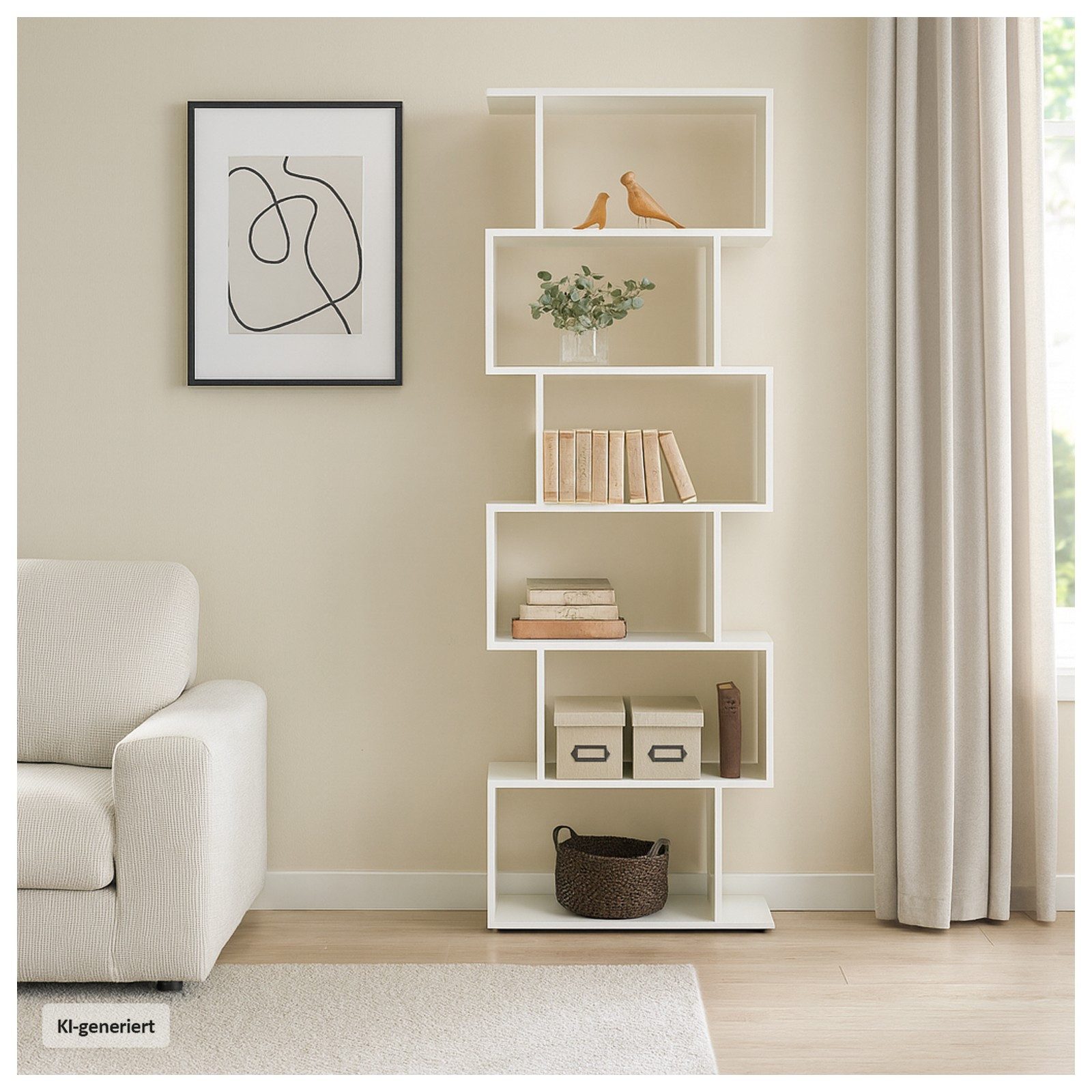 HTI-Living Bücherregal Regal 70x189 Thekla Weiß, Stück 1-tlg., Standregal mit 6 Fächern Raumteiler