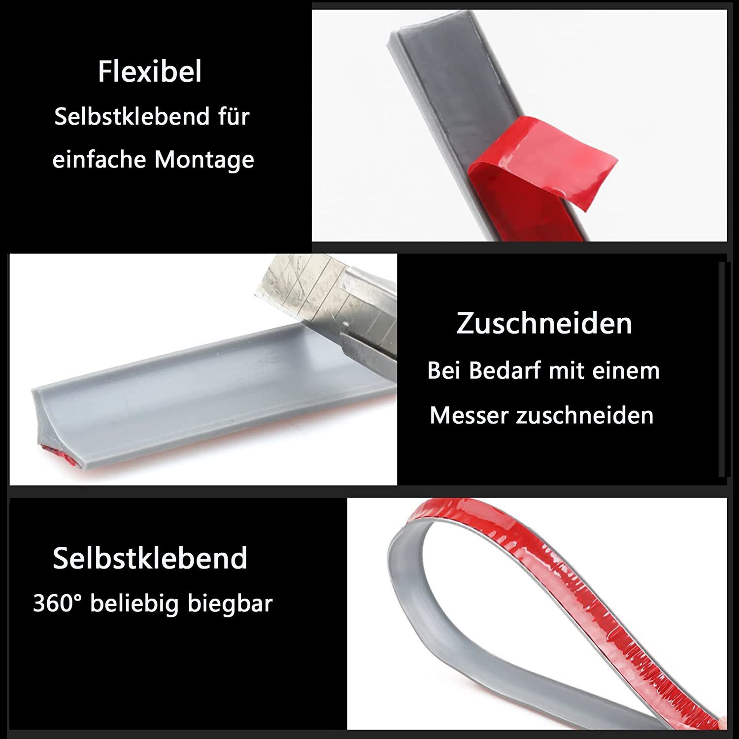 Agger Abschlussleiste Dusche Schwallschutzleiste Selbstklebend Schwallschutz Wasserstop, Breite 1,8 cm * Höhe 3 cm, Silikon asserstopper Schwallschutz für Küchen Bäder Waschbecken