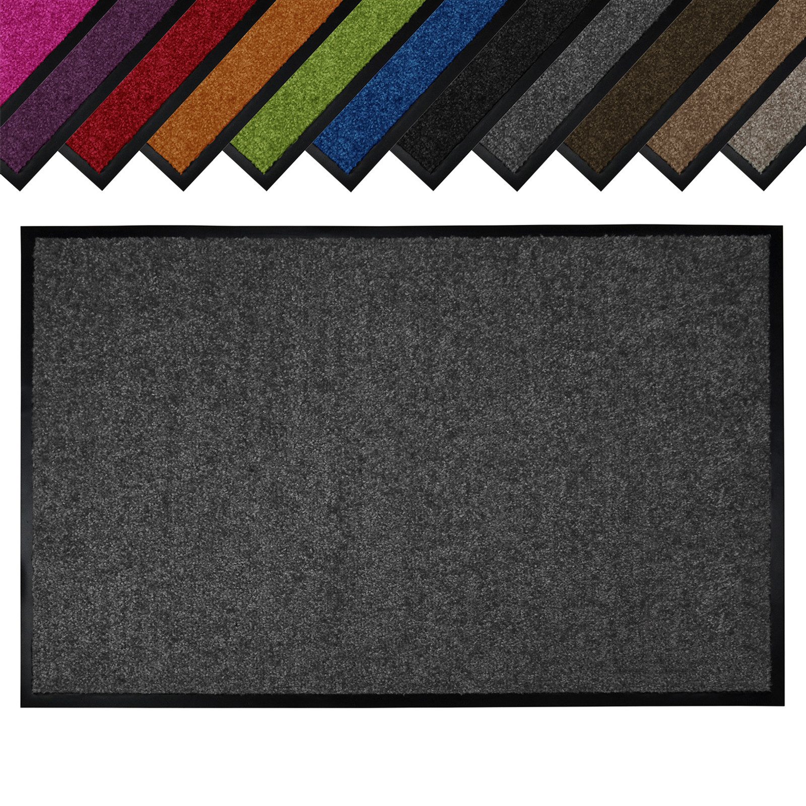 MDEKOR Fußmatte Schmutzfangmatte Wash Clean, maschinenwaschbar, rutschhemmend, 40x60 cm, Grau, für Fußbodenheizung, UV-beständig, antistatisch