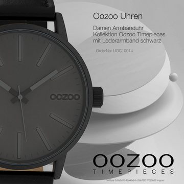 OOZOO Quarzuhr Oozoo Damen Armbanduhr Timepieces Analog, Damenuhr rund, groß (ca. 45mm) Lederarmband, Fashion-Style