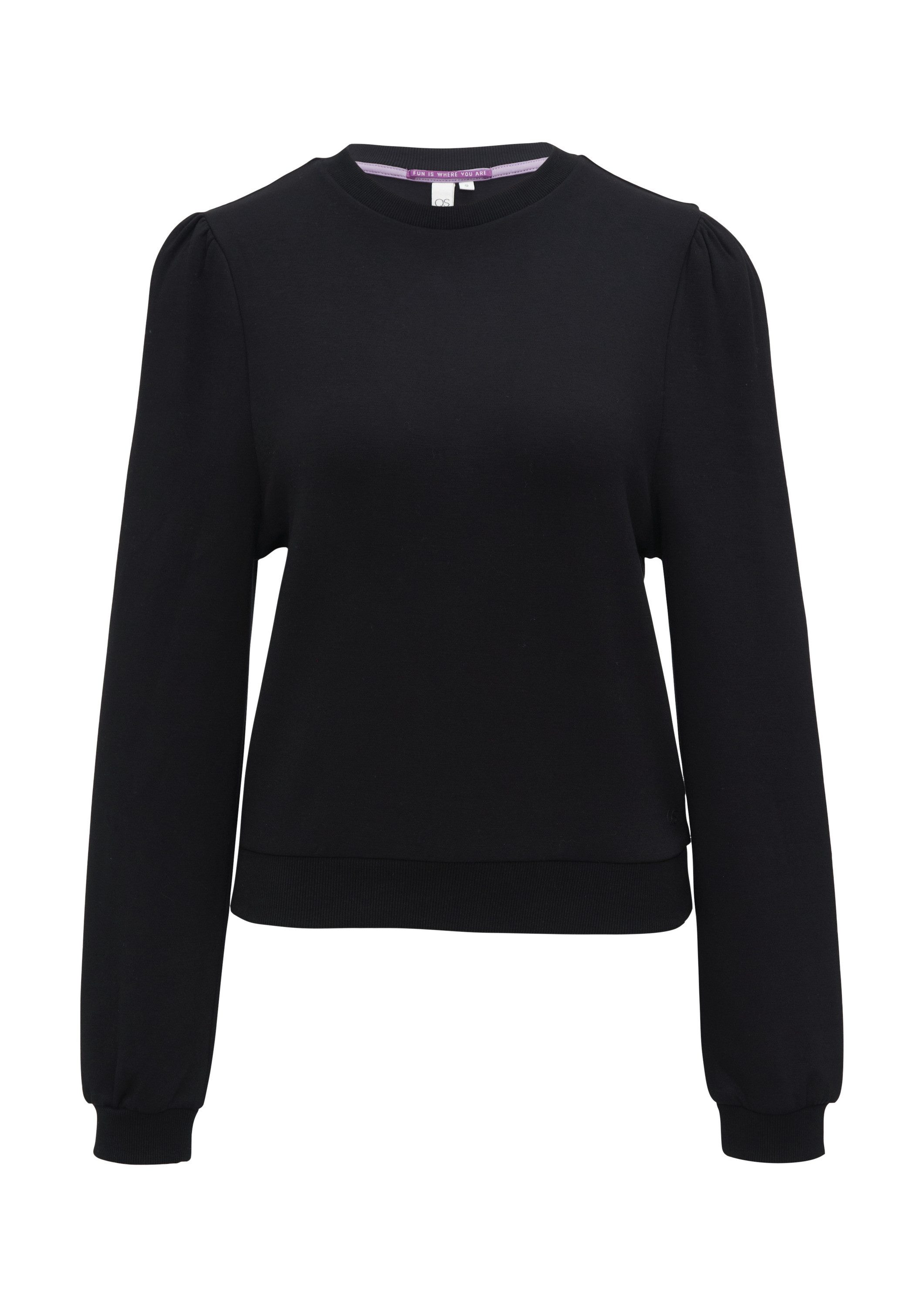 QS Sweatshirt Sweatshirt Viskosemix-Sweatshirt mit Puffärmeln günstig online kaufen