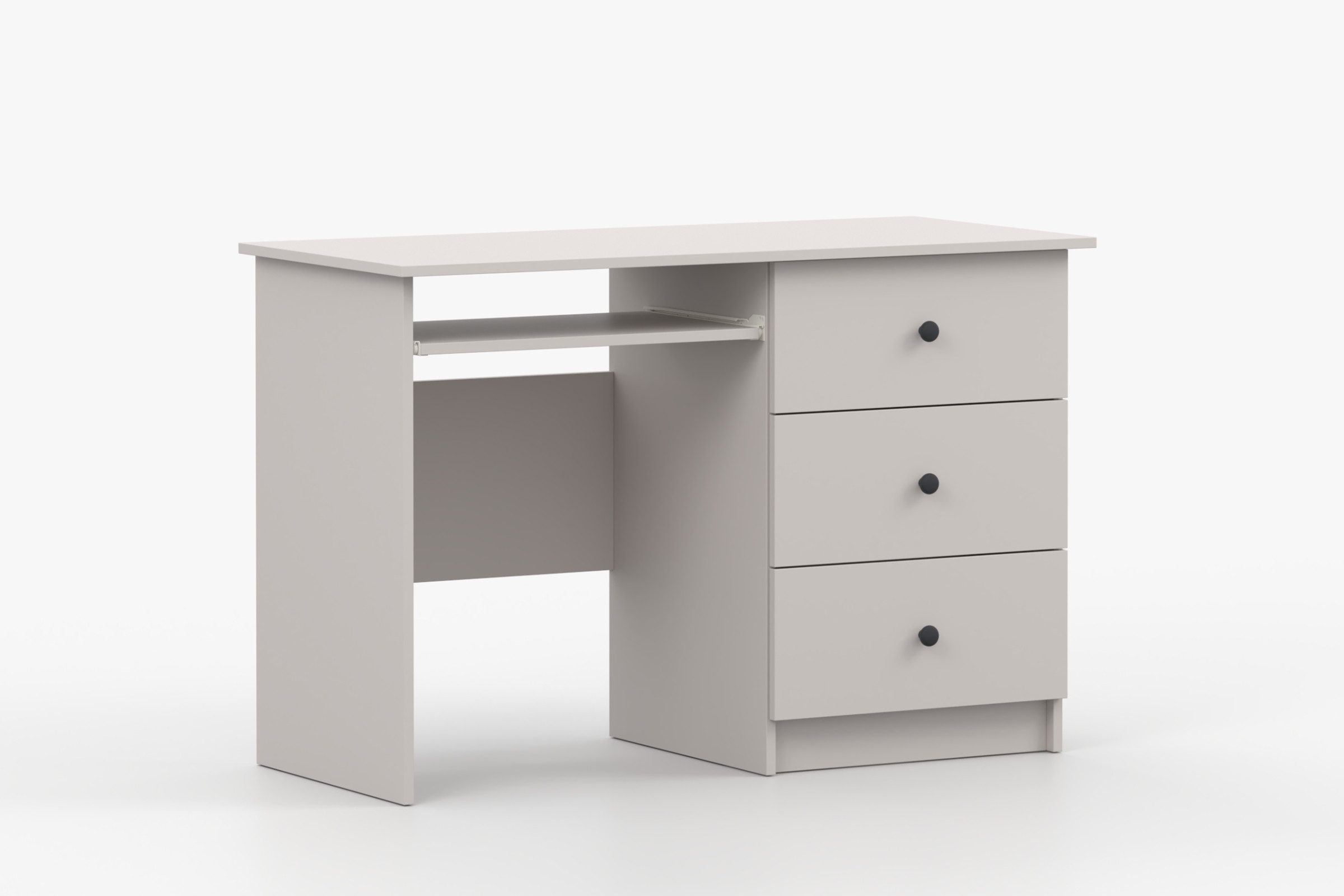 Deine Möbel 24 Kinderschreibtisch OSCAR Schreibtisch 115 cm breit mit Schubladen Stauraum (Set, 3-St., ganz in Weiß / Cashmere, Griffe: Rosa / Anthrazit OSCAR-Kollektion), Kinderzimmer Jugendzimmer Jungenzimmer Mädchenzimmer