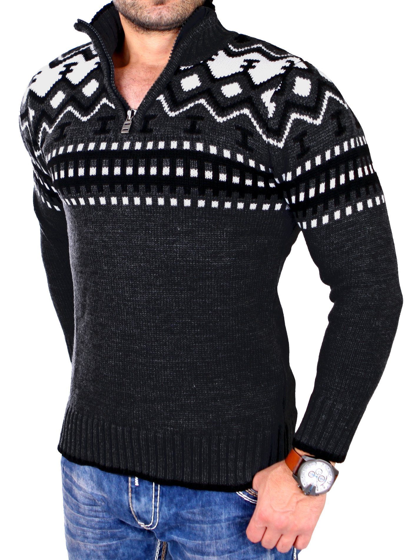 Reslad Strickpullover Reslad Herren Strickpullover Crewneck günstig online kaufen
