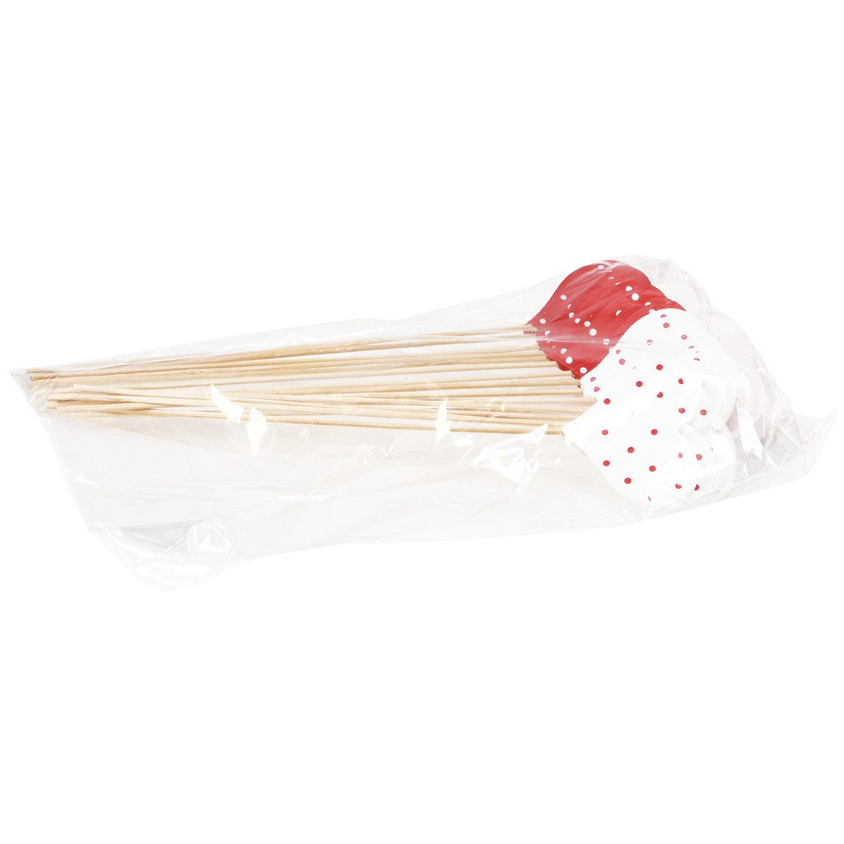 Florists Products Streudeko Herzen Deko Blumenstecker Rot Weiß Punkte Holz 6×5cm 18 Stk, 18 Stück