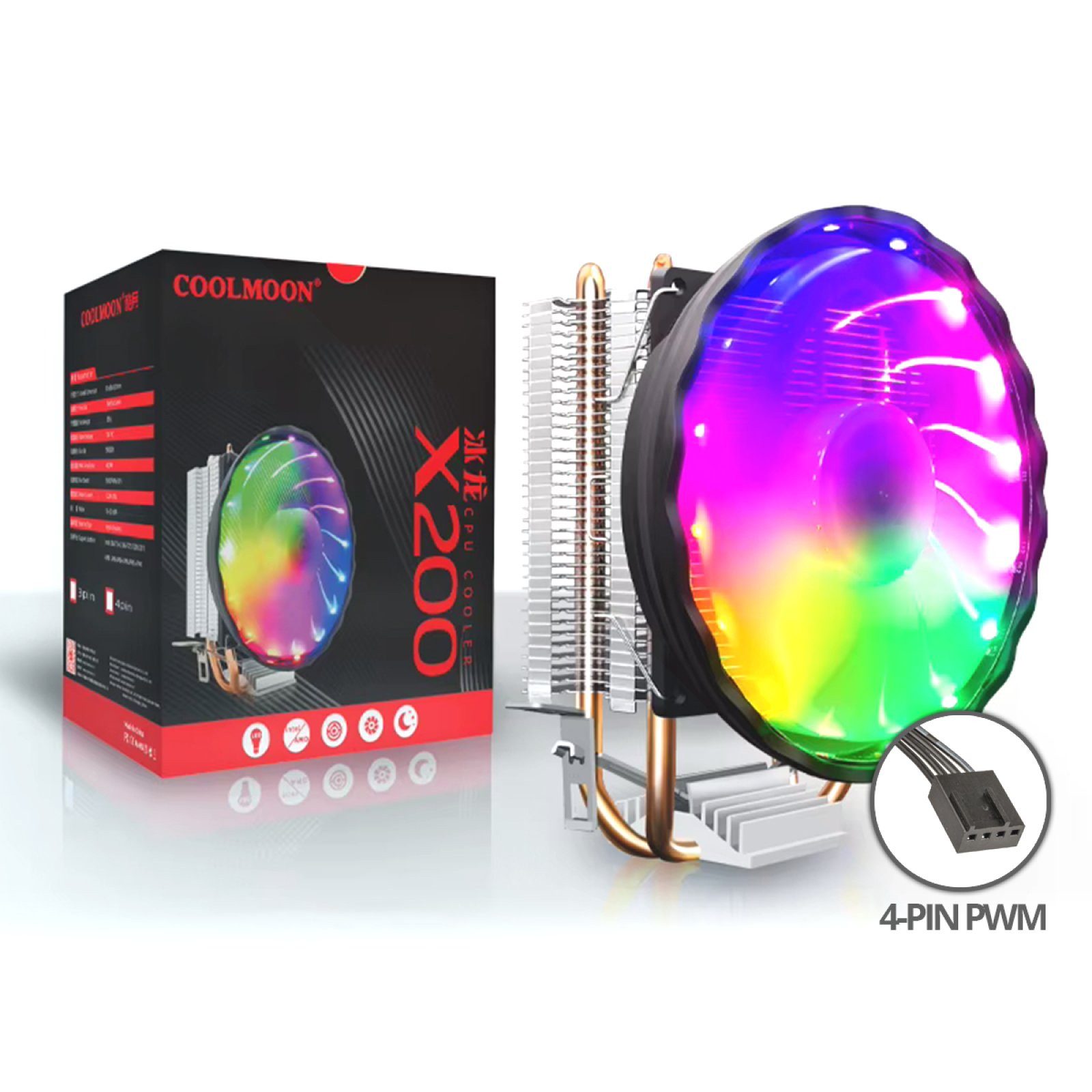 BRAINZAP CPU Kühler RGB CPU-Kühler 100W TDP, Luftkühlung, RGB-Beleuchtung, 100W TDP, PWM, Aluminium, 4-Pin