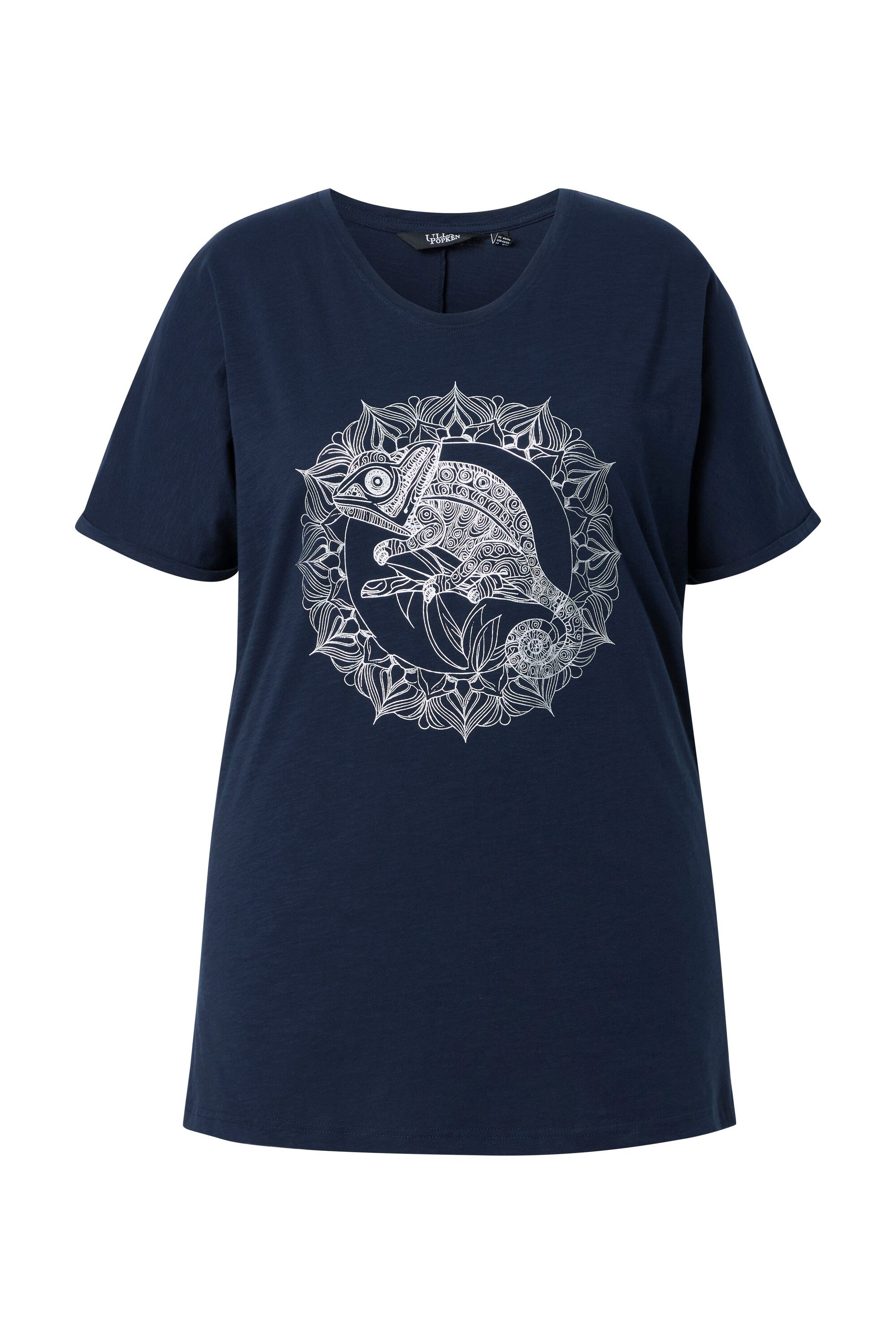 T-Shirt T-Shirt Metallic-Tiermandala V-Ausschnitt Halbarm