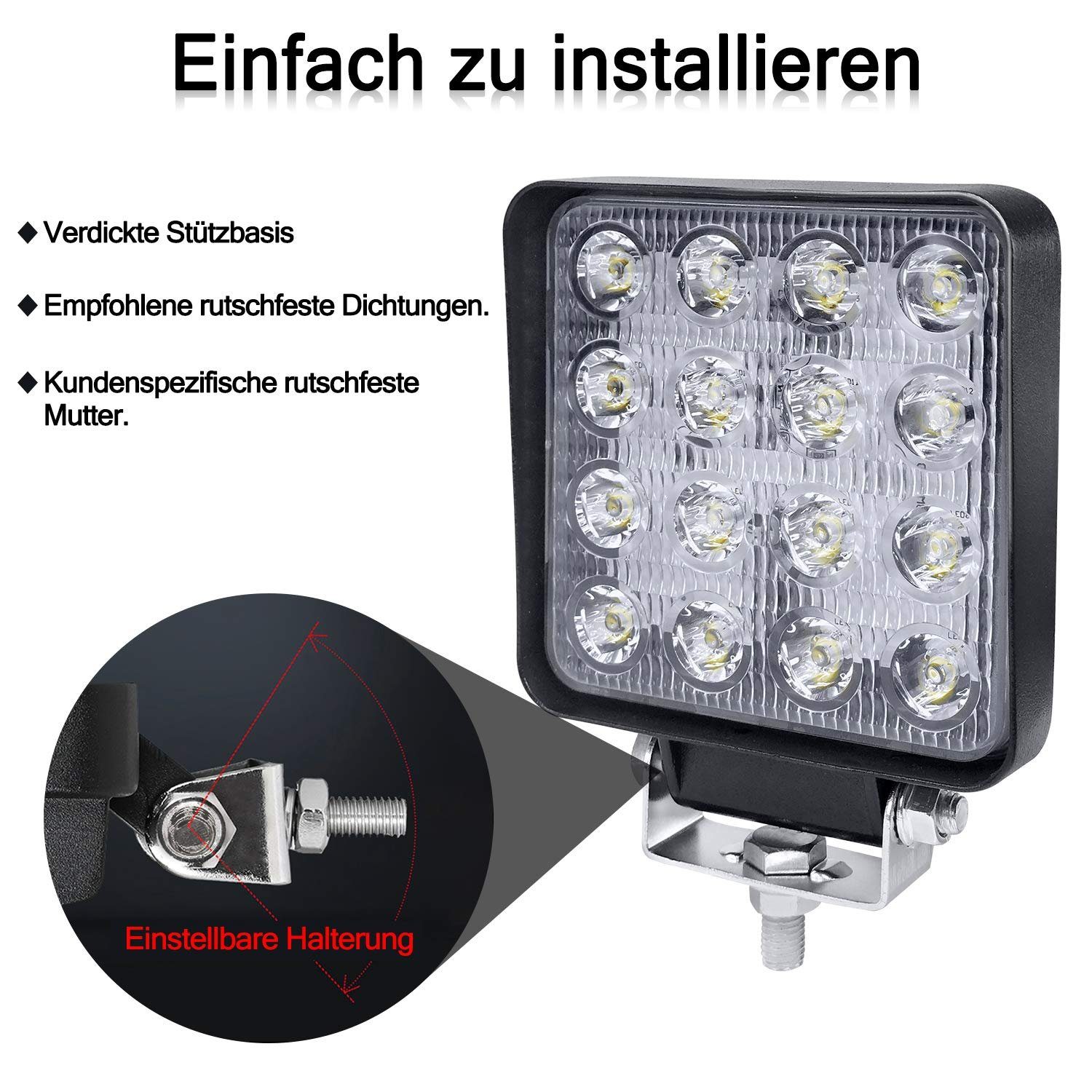 UISEBRT LED Arbeitsscheinwerfer Flutlicht 48W 6 Scheinwerfer x LED 12V