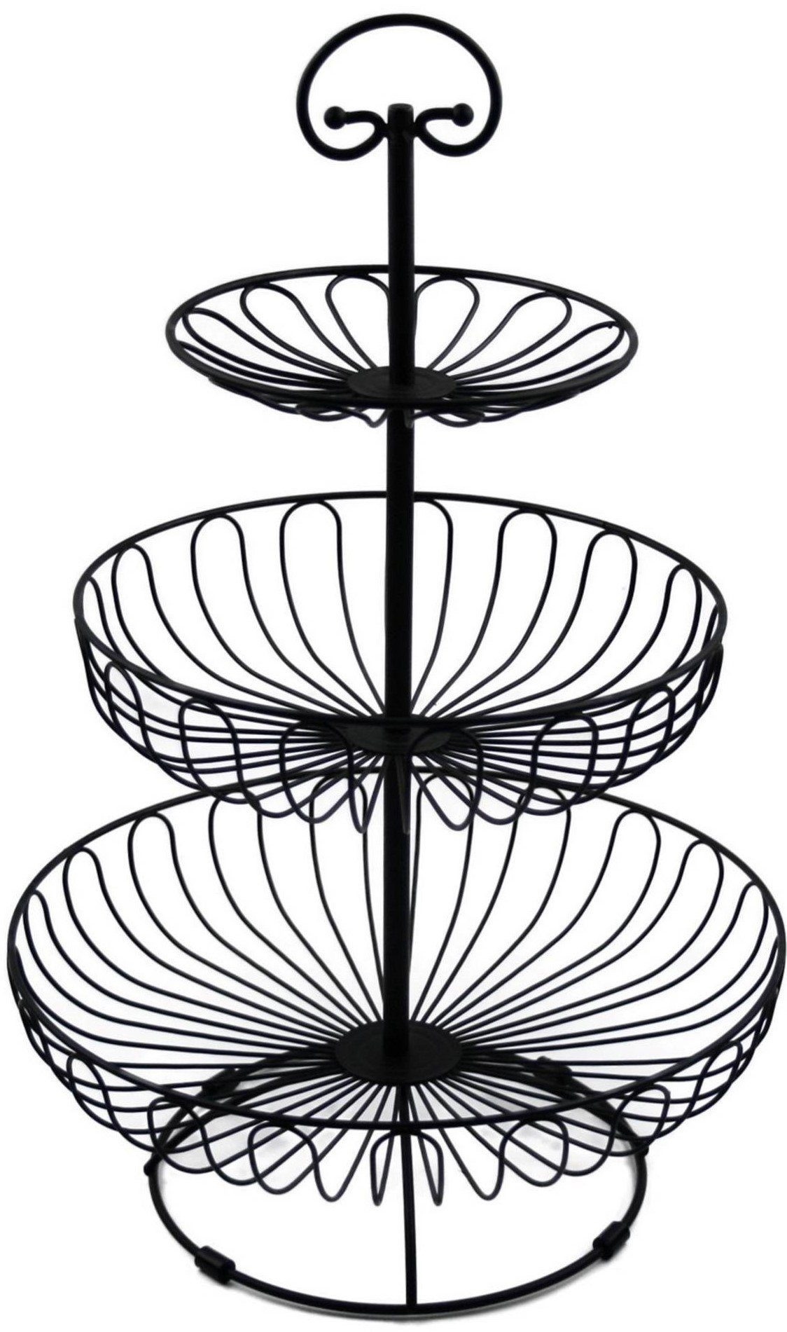 Auroni Etagere Auroni 3- stöckige Etagere schwarz, Metall, Obstschale - Obstkorb - Obst Etagere - schwarz - 3-stöckig