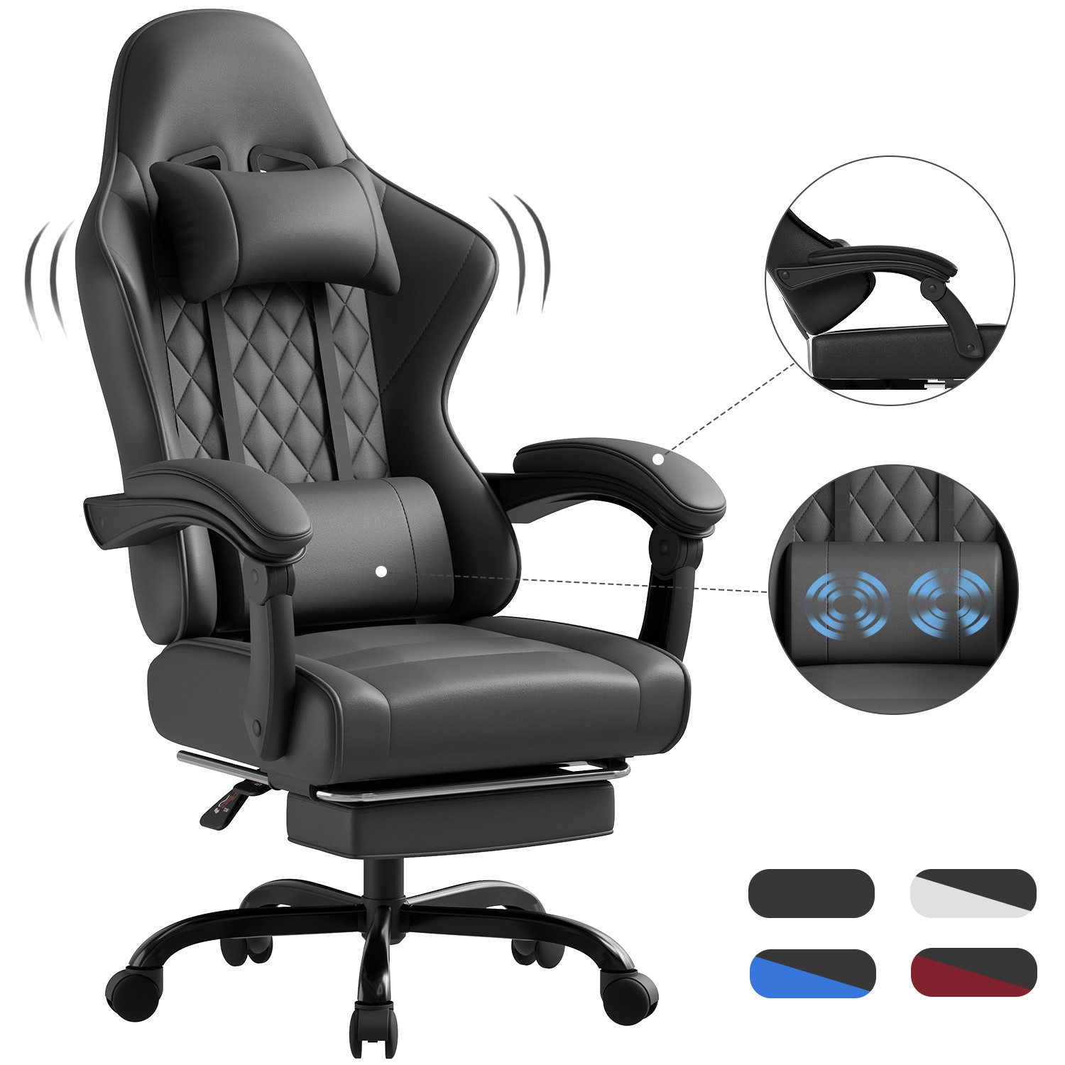 HOMALL Gaming-Stuhl Massage-Spielstuhl, Bürostuhl mit Fußstütze, günstig online kaufen