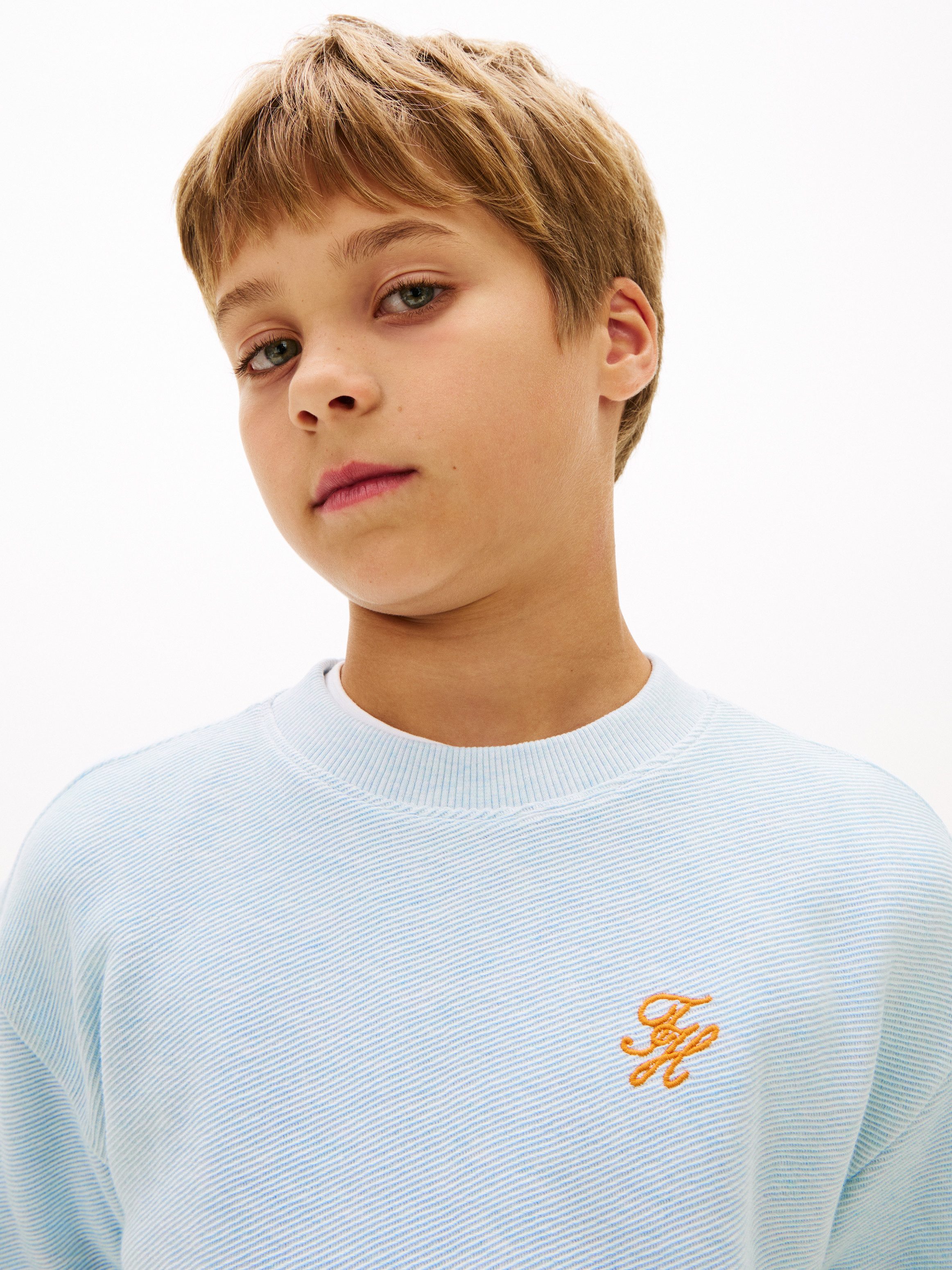 Tommy Hilfiger T-Shirt TH SCRIPT JERSEY TWILL T-SHIRT Kinder bis 16 Jahre, Rundhals, bestickt