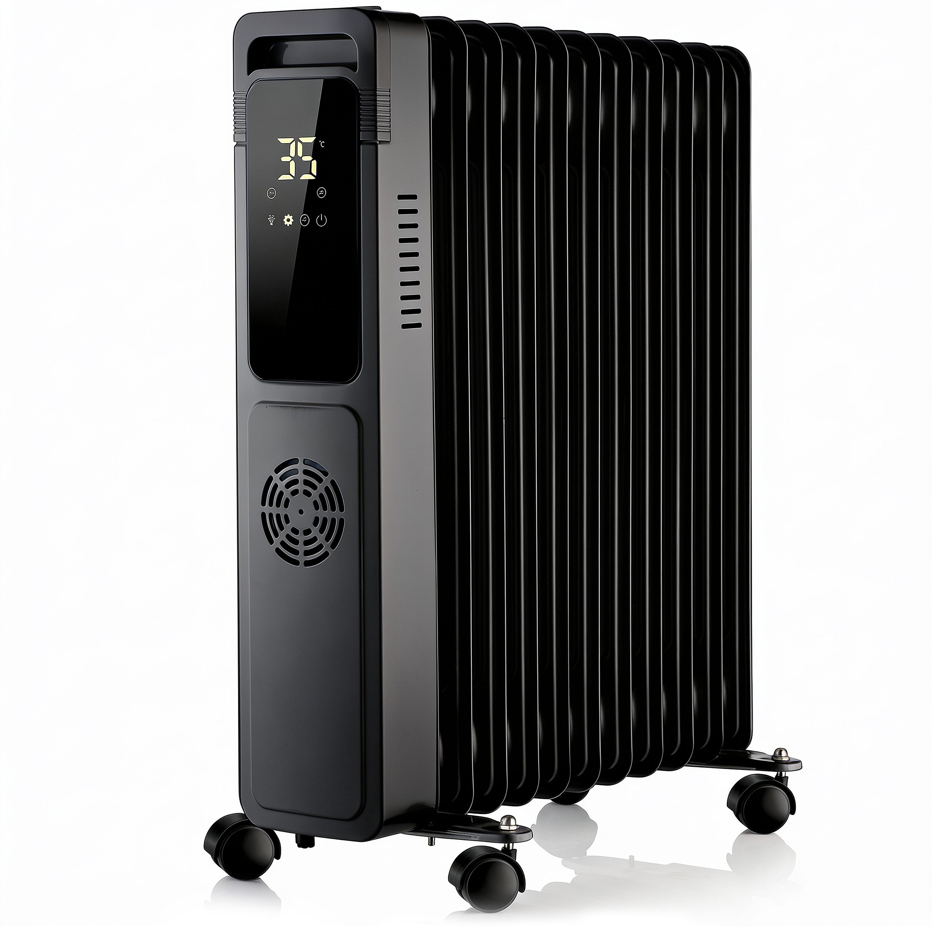 Brandson Ölradiator mit Heizlüfter, 3 Heizstufen, Timer, Fernbedienung, Rollen, 2900 W, ECO- & Frostschutz-Modus, LED-Display, Kippschutz, Kindersicherung