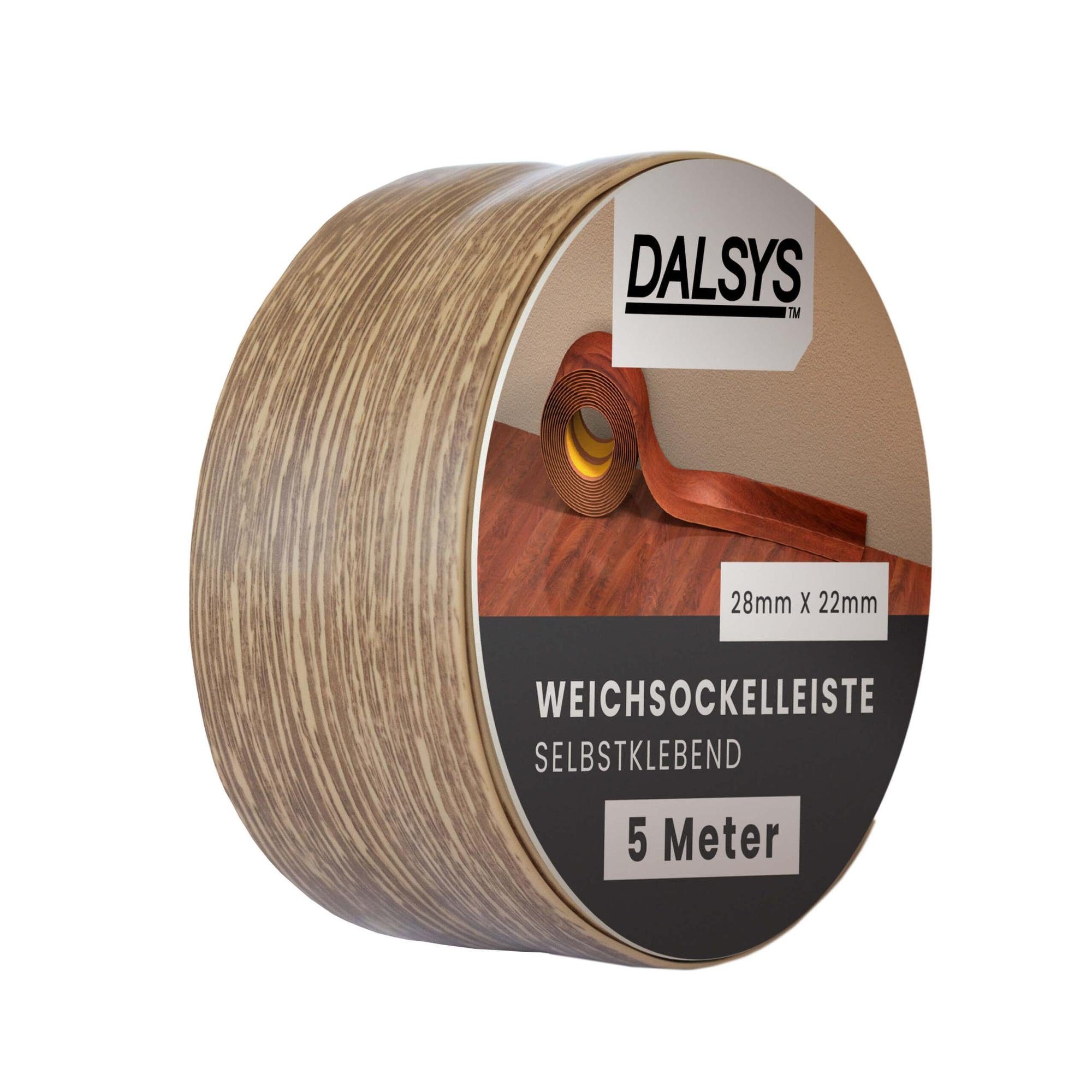 Dalsys Sockelleiste, L: 500 cm, Weichsockelleiste selbstklebend, 1-St., Klebeleiste, Abschlussleiste für Fugen in Wohnbereich, Küche, Bad