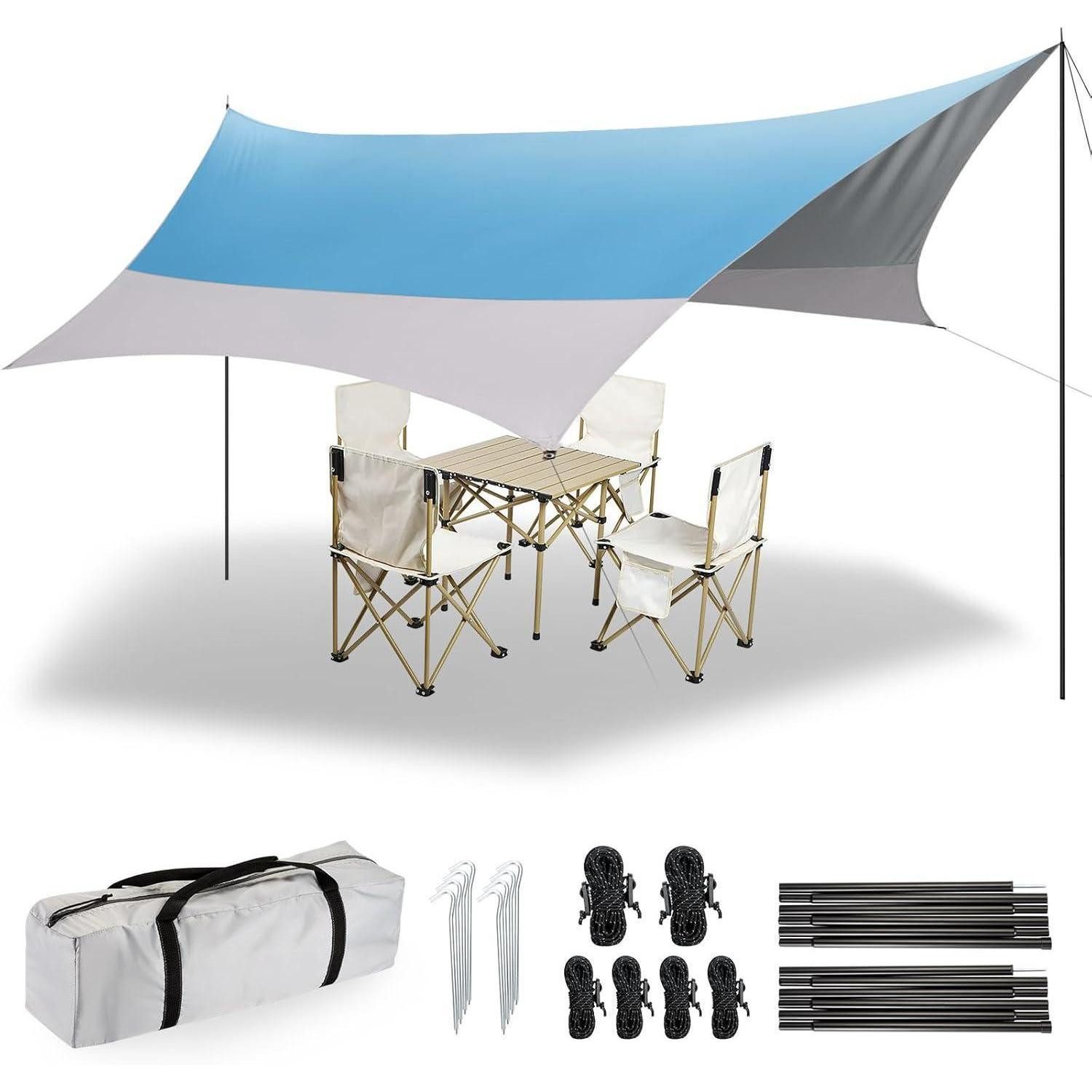 LuxusKollektion Tarp-Zelt Ultraleichte Zeltplane 3,7 * 4,3 m mit 6