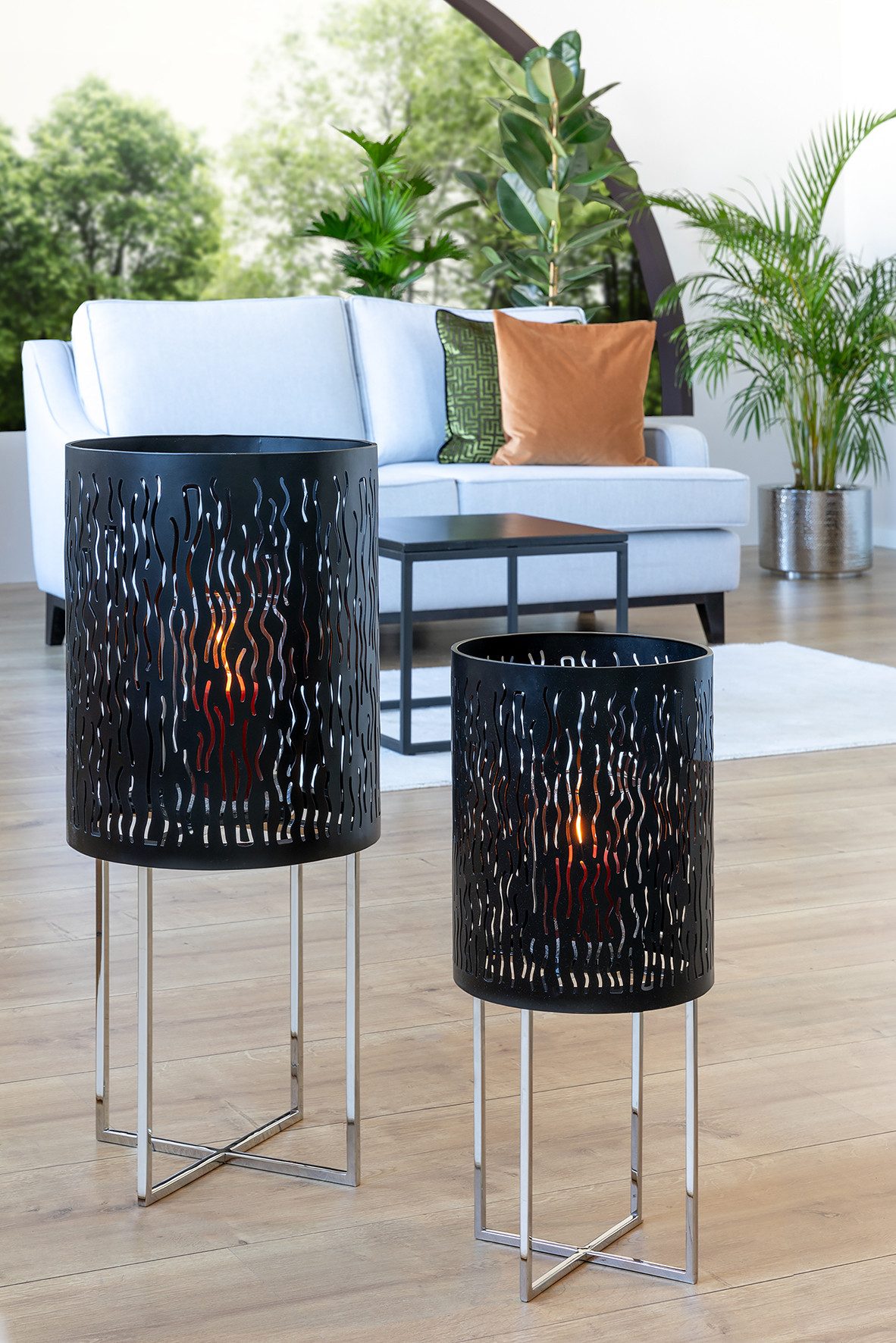 Fink Bodenwindlicht BACCUS (1 St), Kerzenhalter, Dekoobjekt, schwarz pulver günstig online kaufen