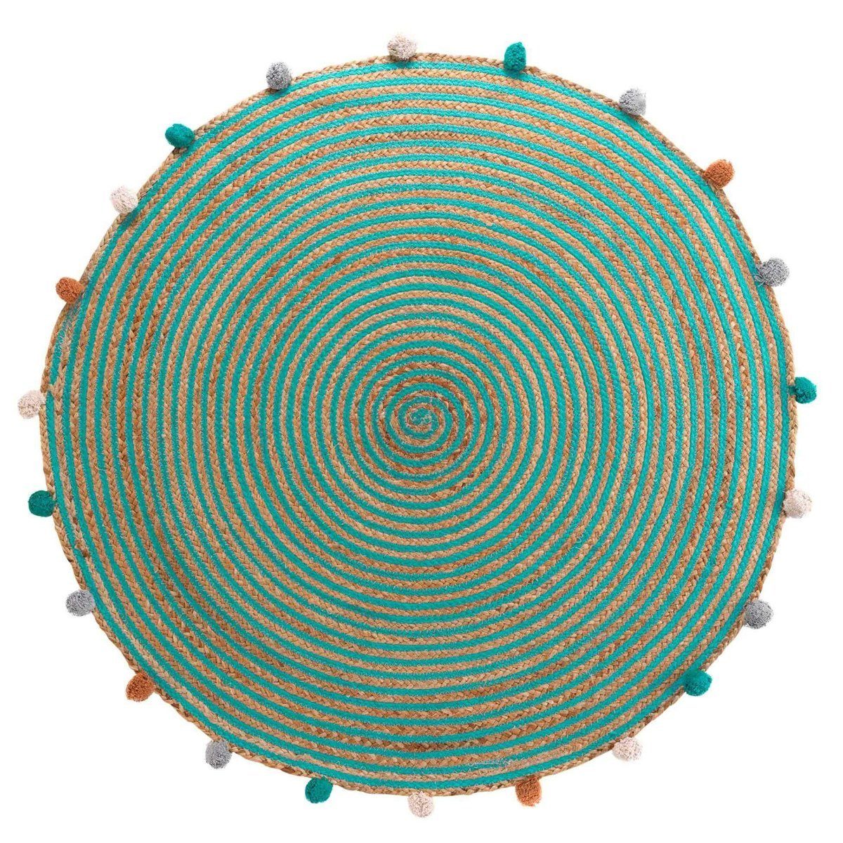 Douceur d'intérieur Kinderteppich Kinderteppich mit Pompons BALOO, Ø 90 cm, Höhe: 5 mm