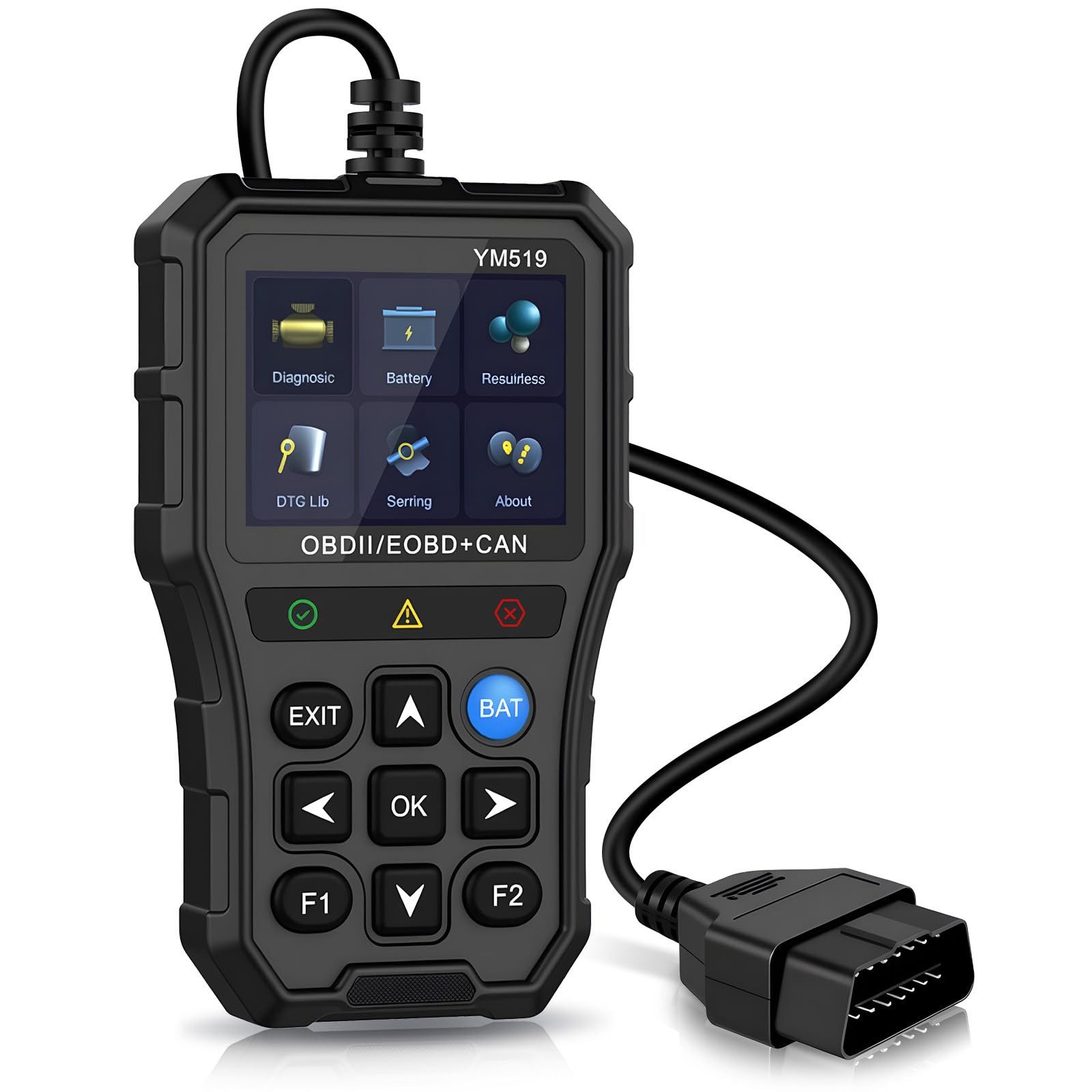 Tekoo OBD2-Diagnosegerät 2-in-1 OBD2 Diagnosegerät & Batterietester für Benziner Universal, Packung, Einzelgerät (Scanner inkl. Kabel und Anleitung), 2-in-1 Diagnose & Batterietester, I/M-Readiness für Abgasuntersuchung