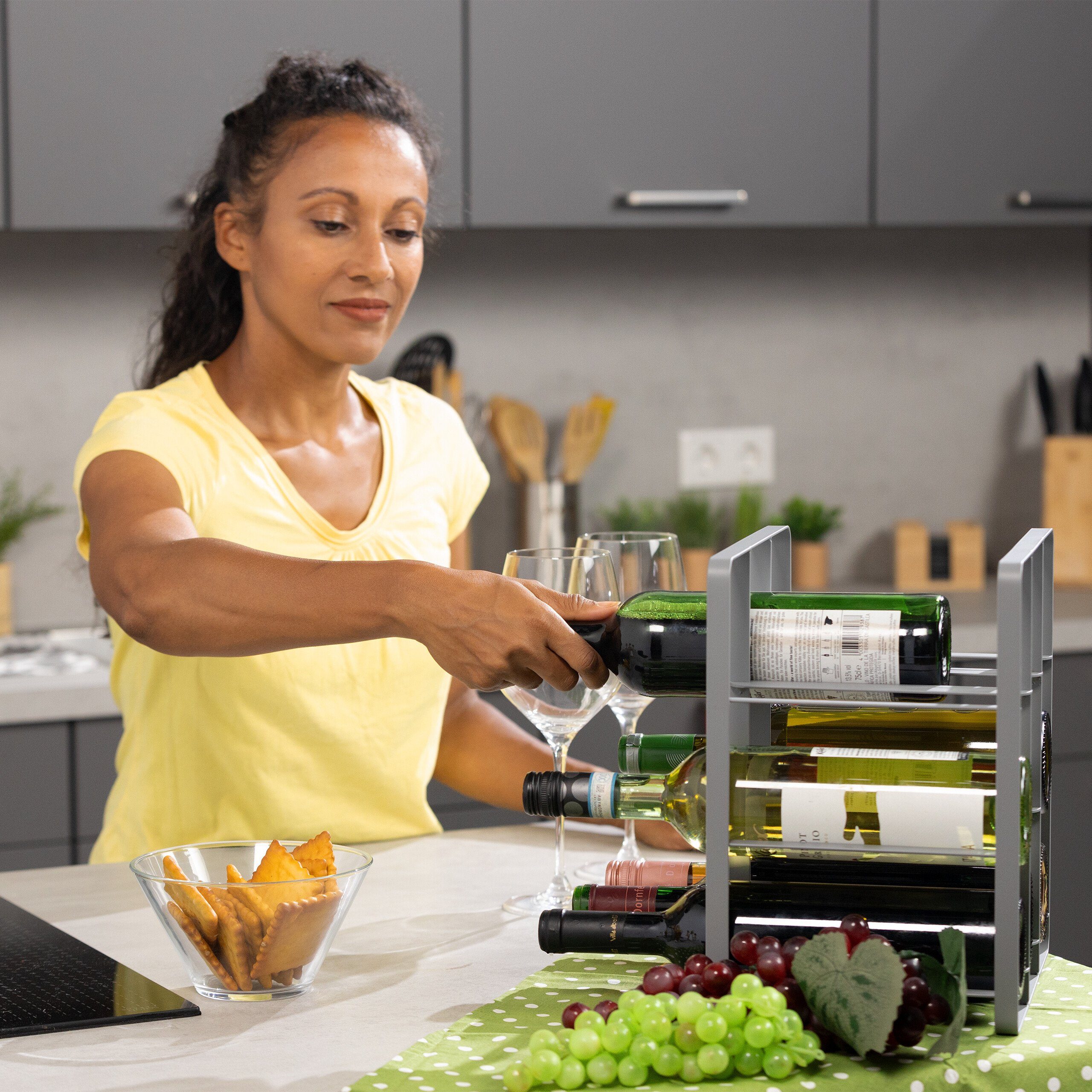 relaxdays Weinregal Metall für 9 Flasche