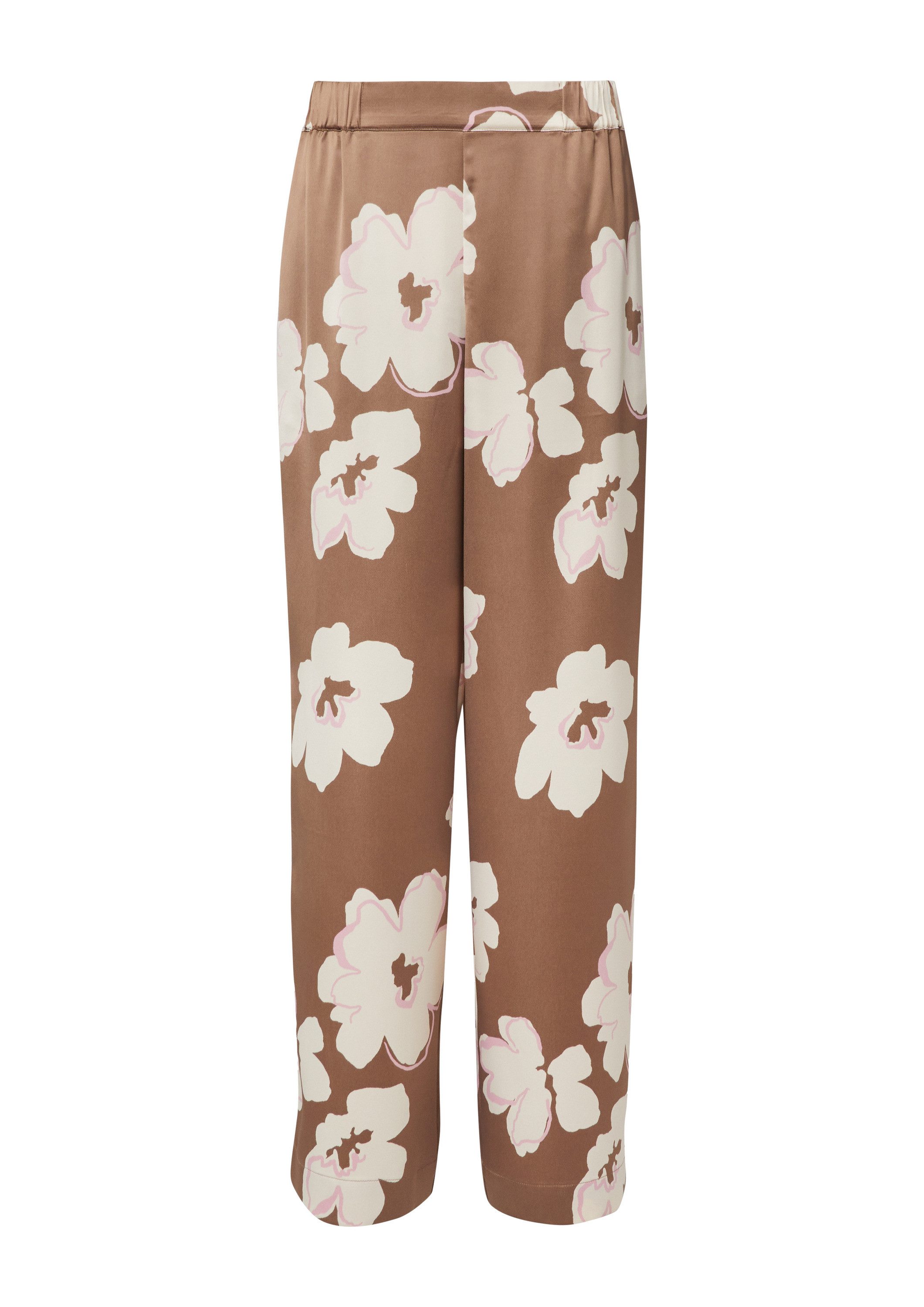 s.Oliver 7/8-Hose Hose Satinierte Wide-Leg-Hose mit Elastikbund